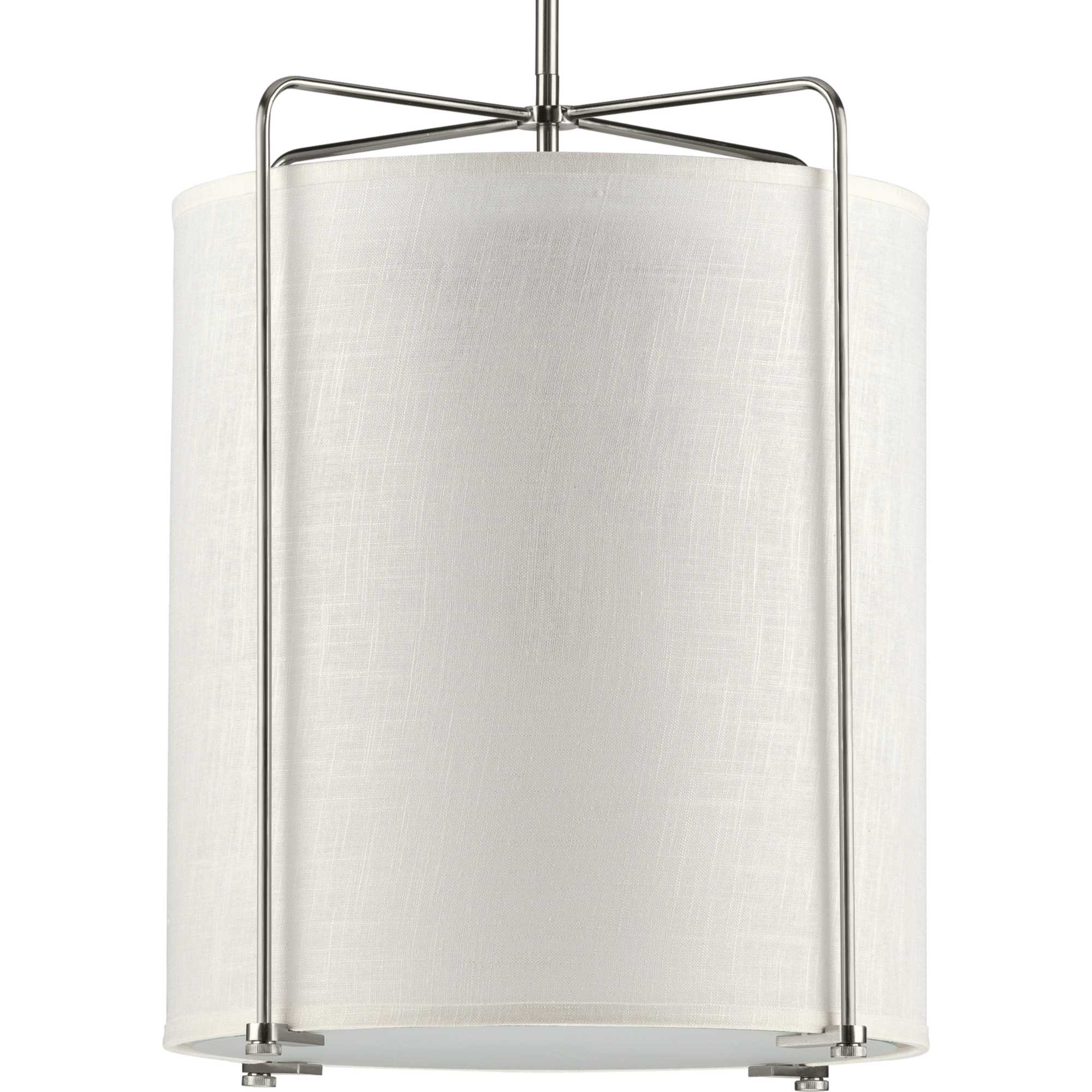 Progress Lighting P500139-009 Kempsey 3-Light Brushed Nickel Farmhouse Cylinder Hanging Pendant Light