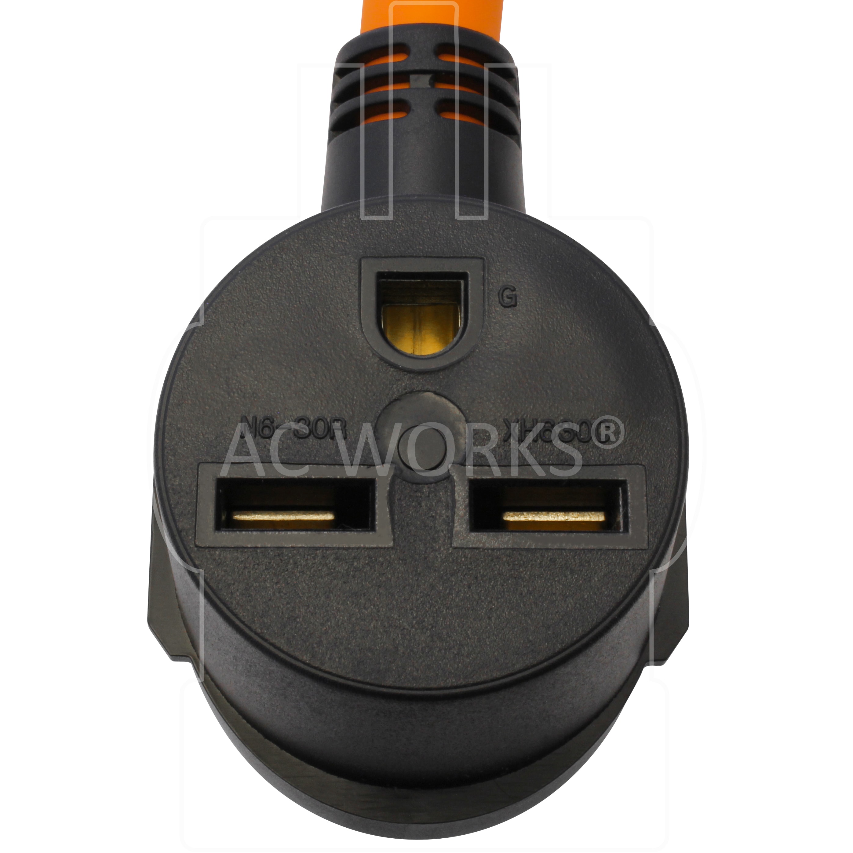 AC WORKS 1.5ft NEMA L14-30P to NEMA 6-30R 30-Amp 4-wire To 3-wire Grounding Single To Single Orange Basic Flexible Adapter