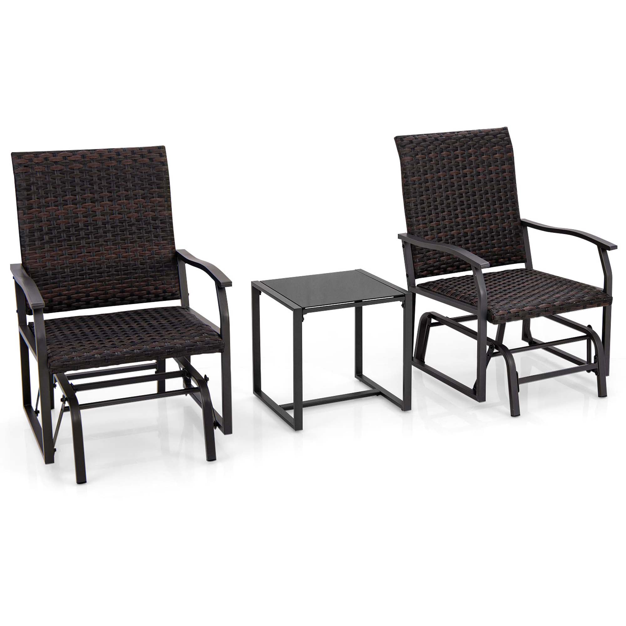 Costway HCST01843 3 -Piece Rattan Patio Conversation Set