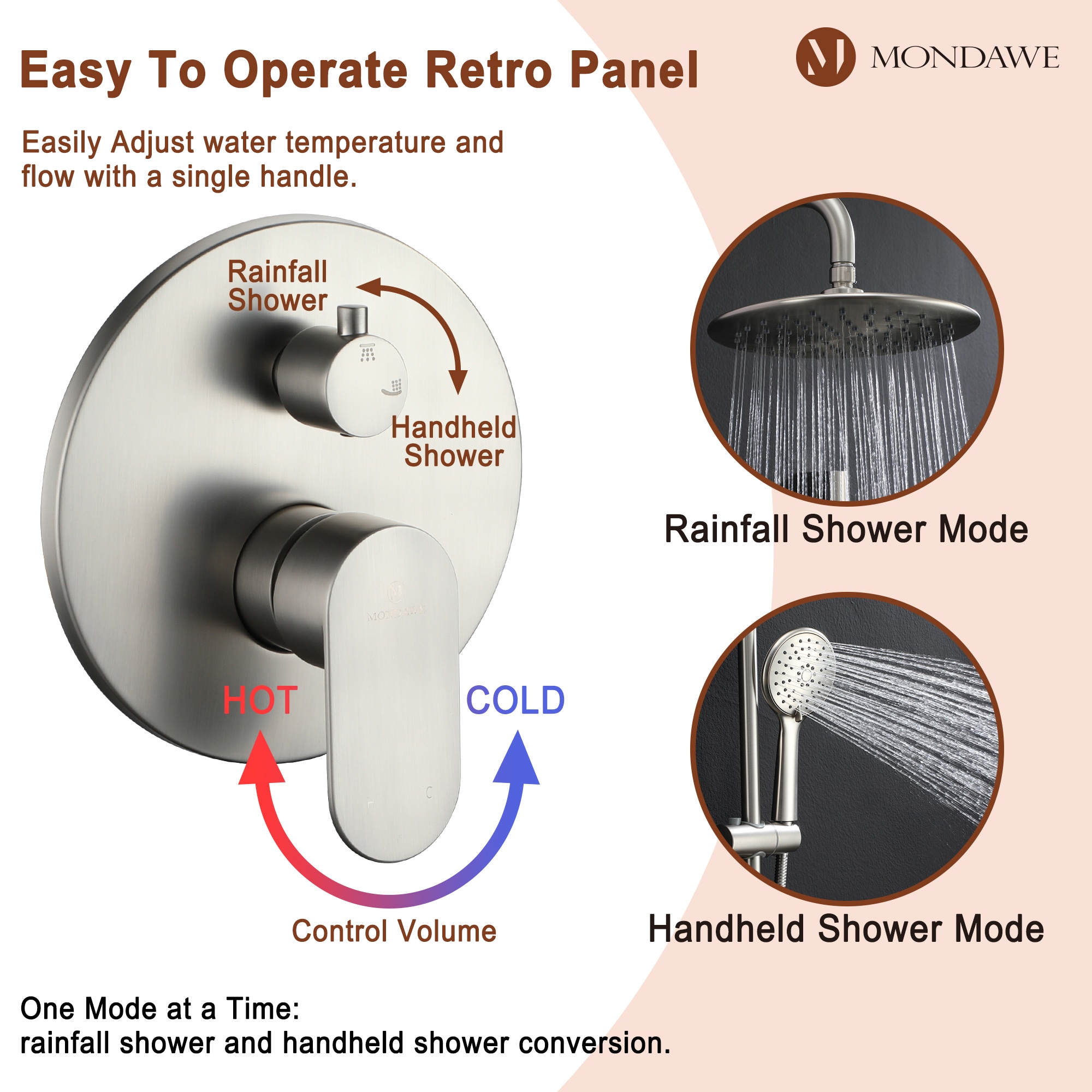 Mondawe MD-A3816-BN Showerhead-Bar-Panels - View #5
