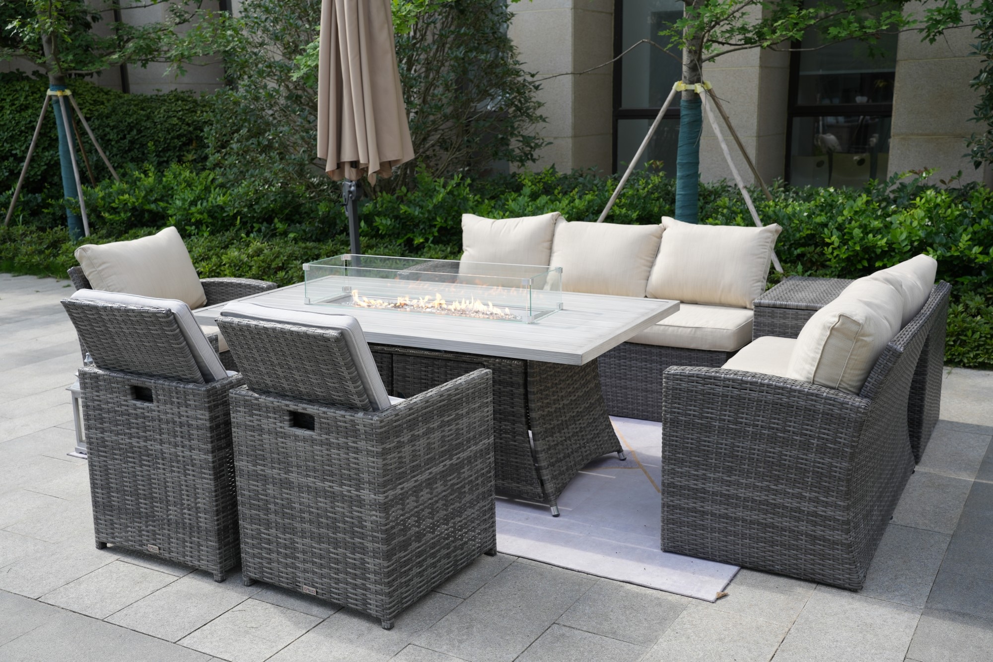 Direct Wicker DWG-1406BRA3234C-GR Patio-Conversation-Sets - View #3