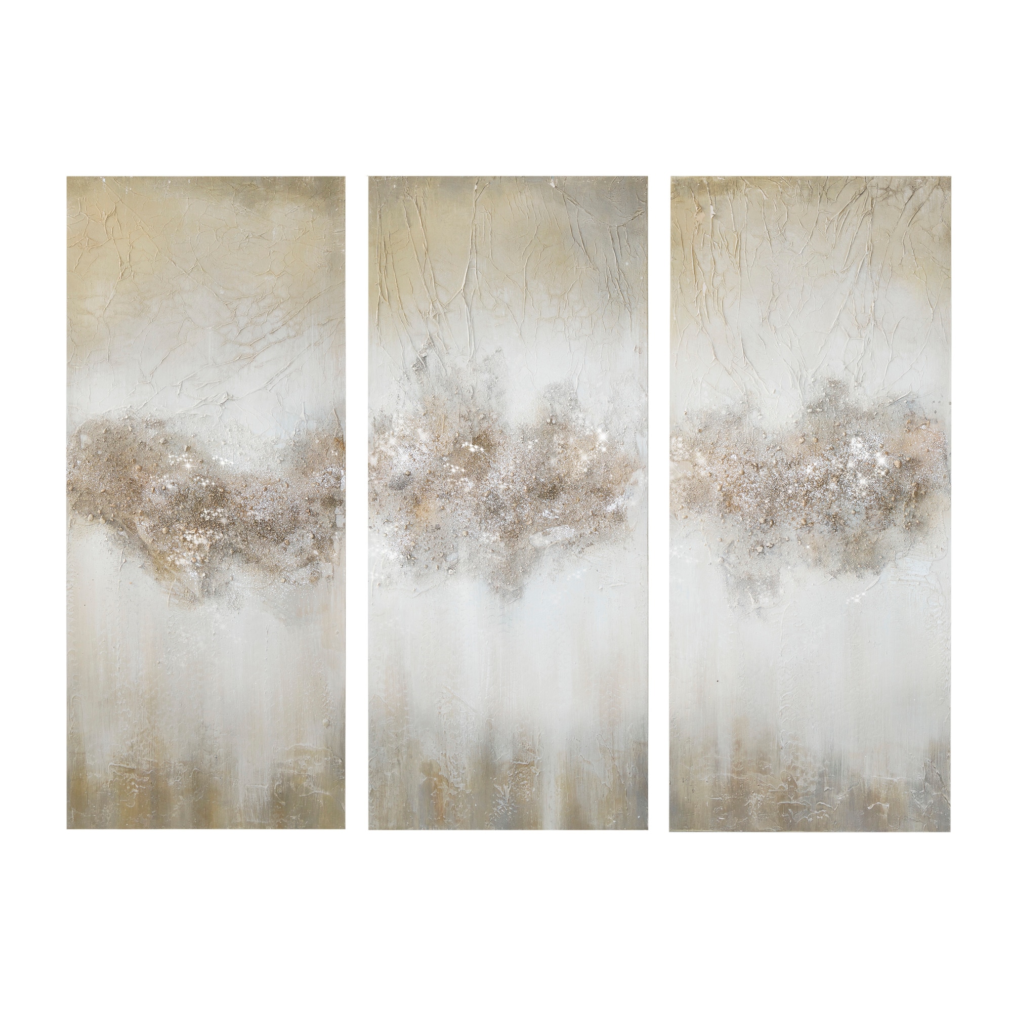 Luminous Taupe 3-Piece Hand-Painted Abstract Canvas Art Set