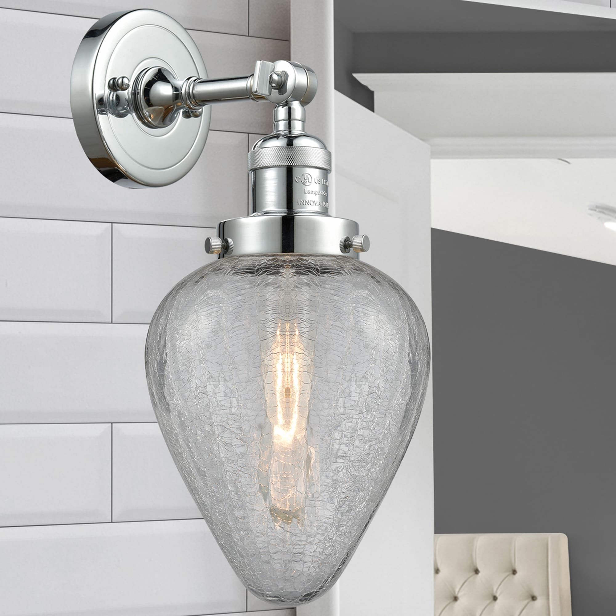 Innovations Lighting 203-PC-G165 Geneseo 6.5-in W 1 -Light Polished Chrome Industrial Wall Sconce