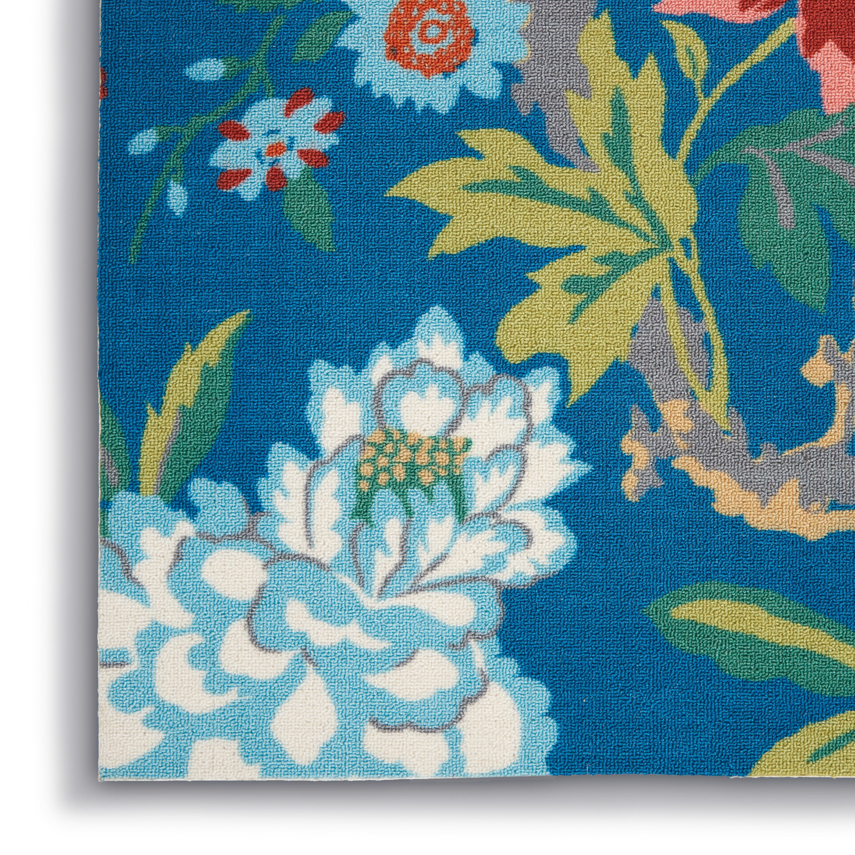 Blue Multicolor Floral Synthetic 4' x 6' Reversible Area Rug