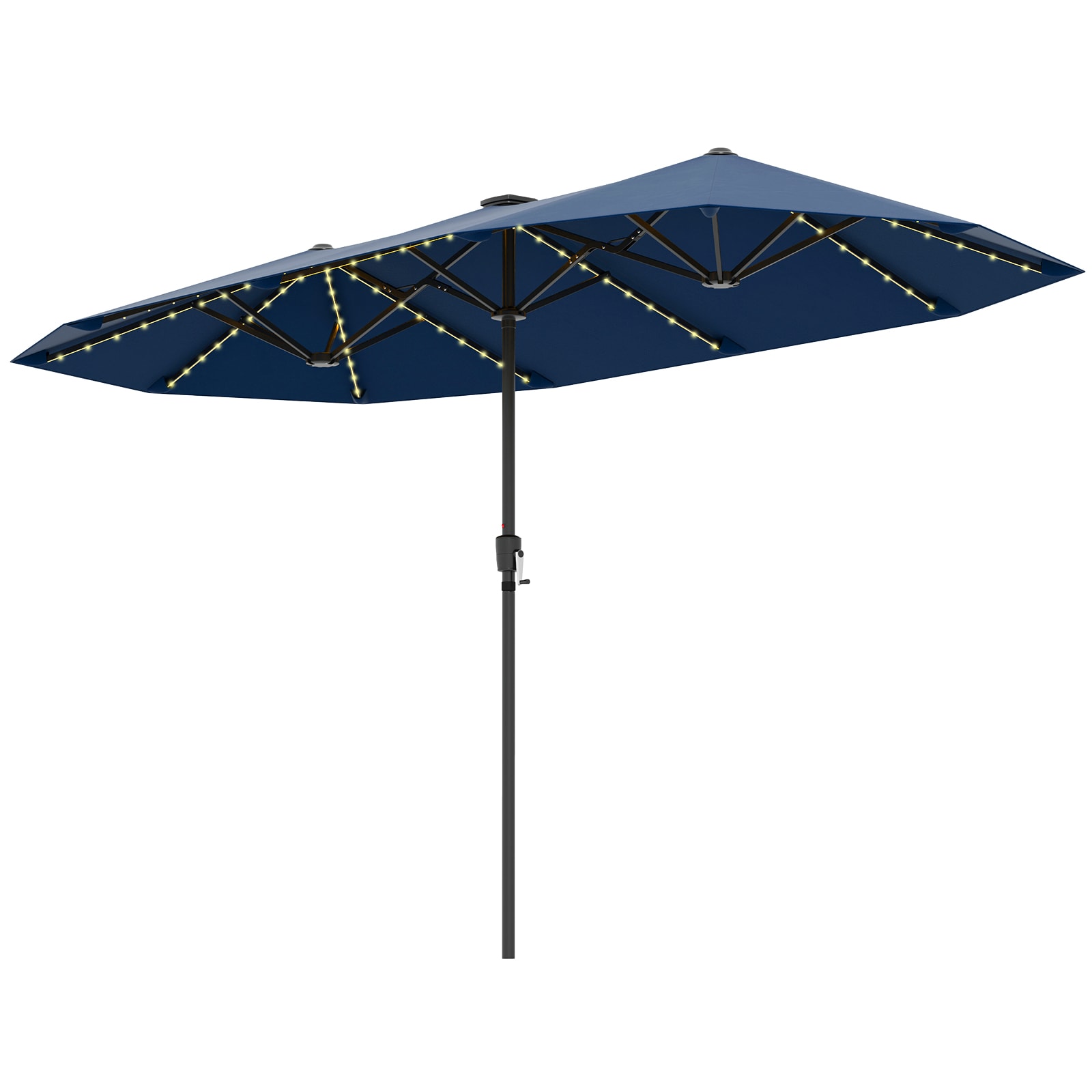 Volenca - 13-ft Outdoor Double-Sided Solar LED Patio Umbrella with 108 LED Lights and Crank Handle
