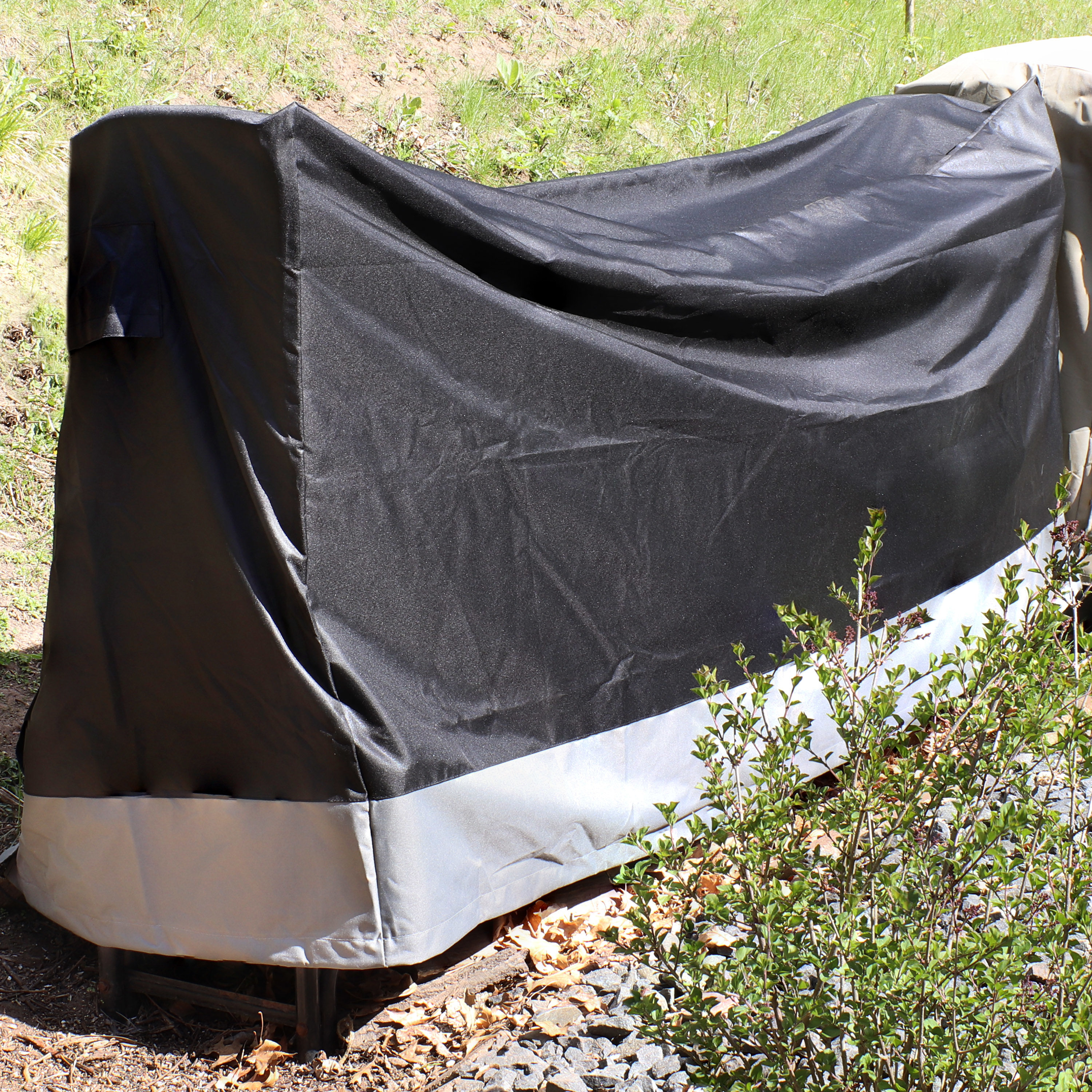 Gray and Black Heavy-Duty Polyester Firewood Rack Cover