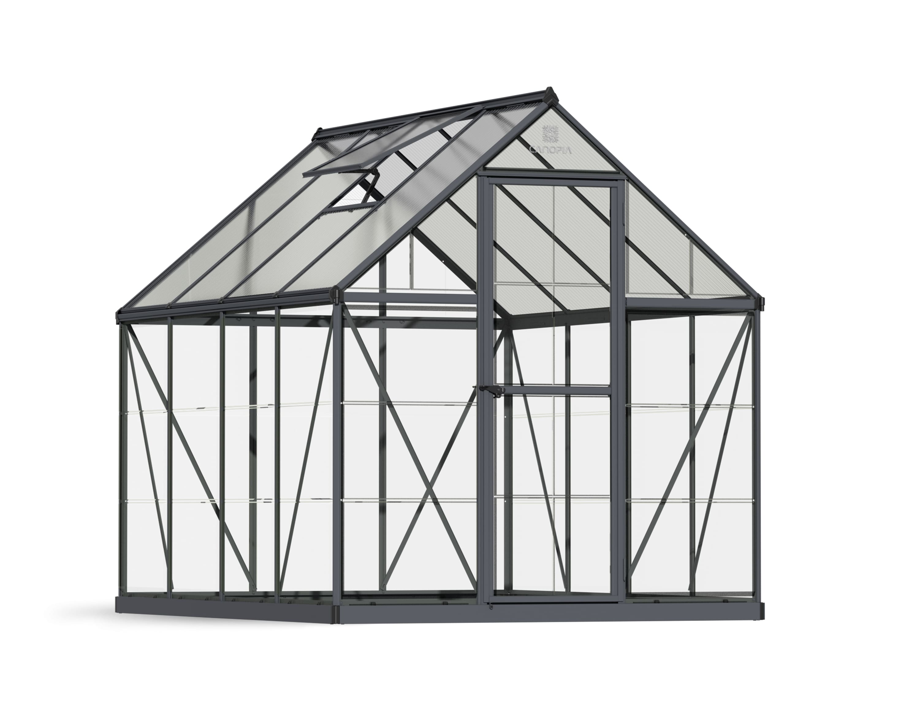 Canopia by Palram 705996 Hybrid 8-ft L x 6-ft W x 6.8-ft H Gray Frame/Clear Panels Greenhouse Kit