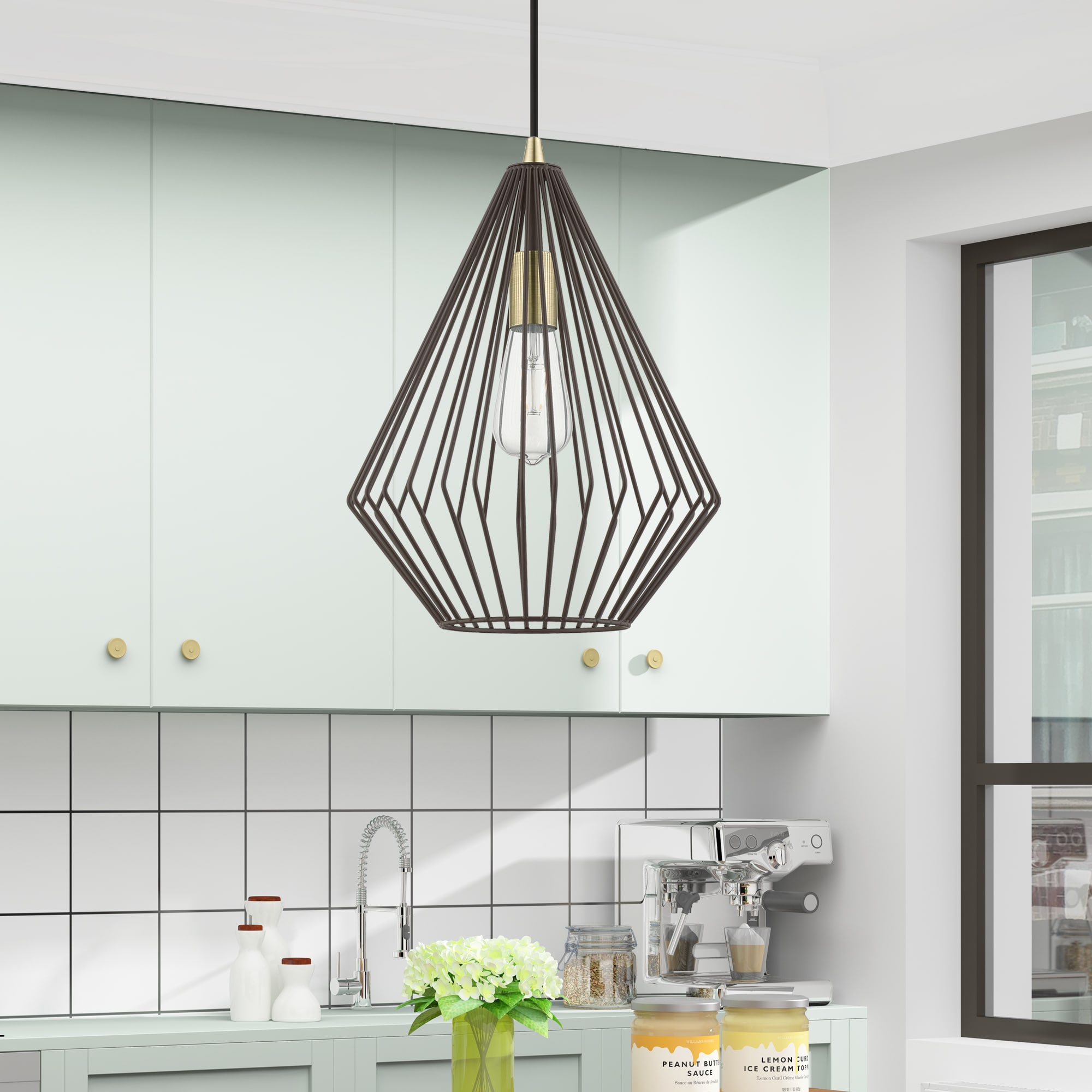 Linz Geometric Bronze & Antique Brass 1-Light Pendant