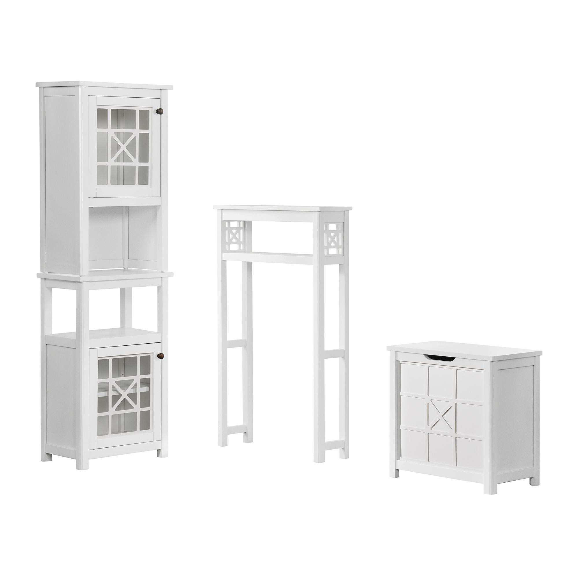 Alaterre Furniture 27-in x 44-in x 8-in White Wood Freestanding Linen Cabinet