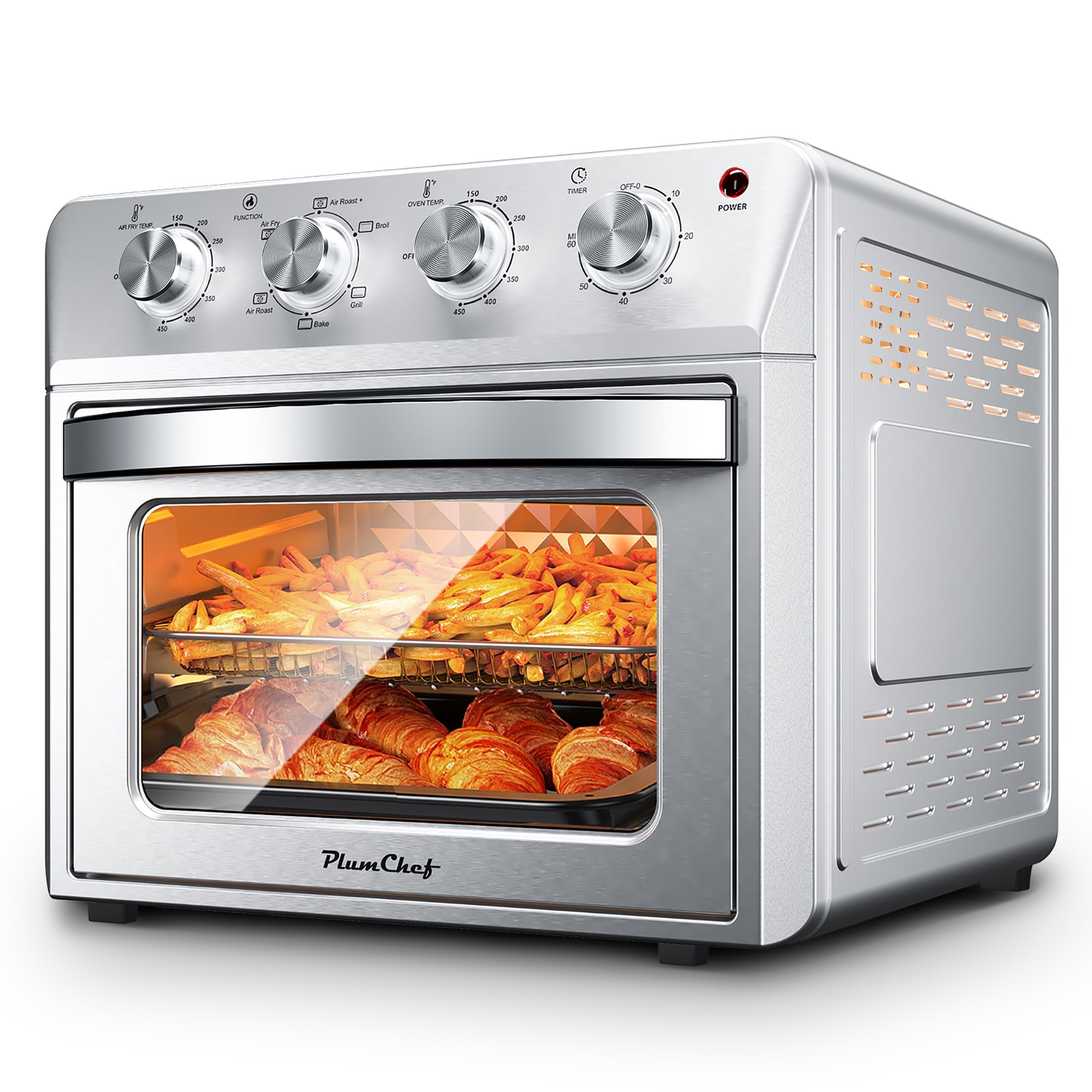 Elite Gourmet CLF-P415391 27.5 QT Air Fryer Oven 6 in 1 Countertop Convection Oven 1600W Silver