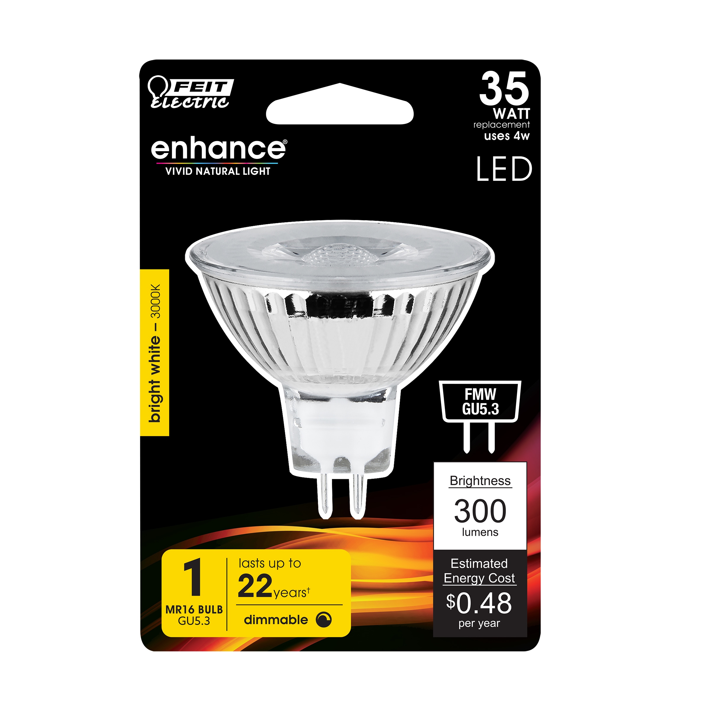 Feit Electric BPFMW/930CA LED Reflector 35 -Watt EQ MR16 Bright white GU5.3 Dimmable LED Spot Flood Light Bulb
