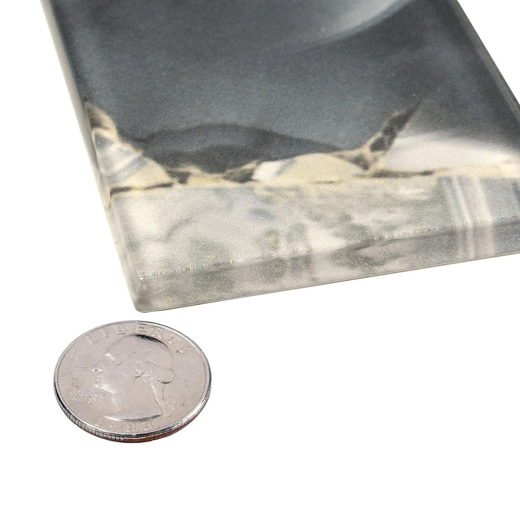 Carnelian 3" x 12" Glossy Gray Glass Subway Tile