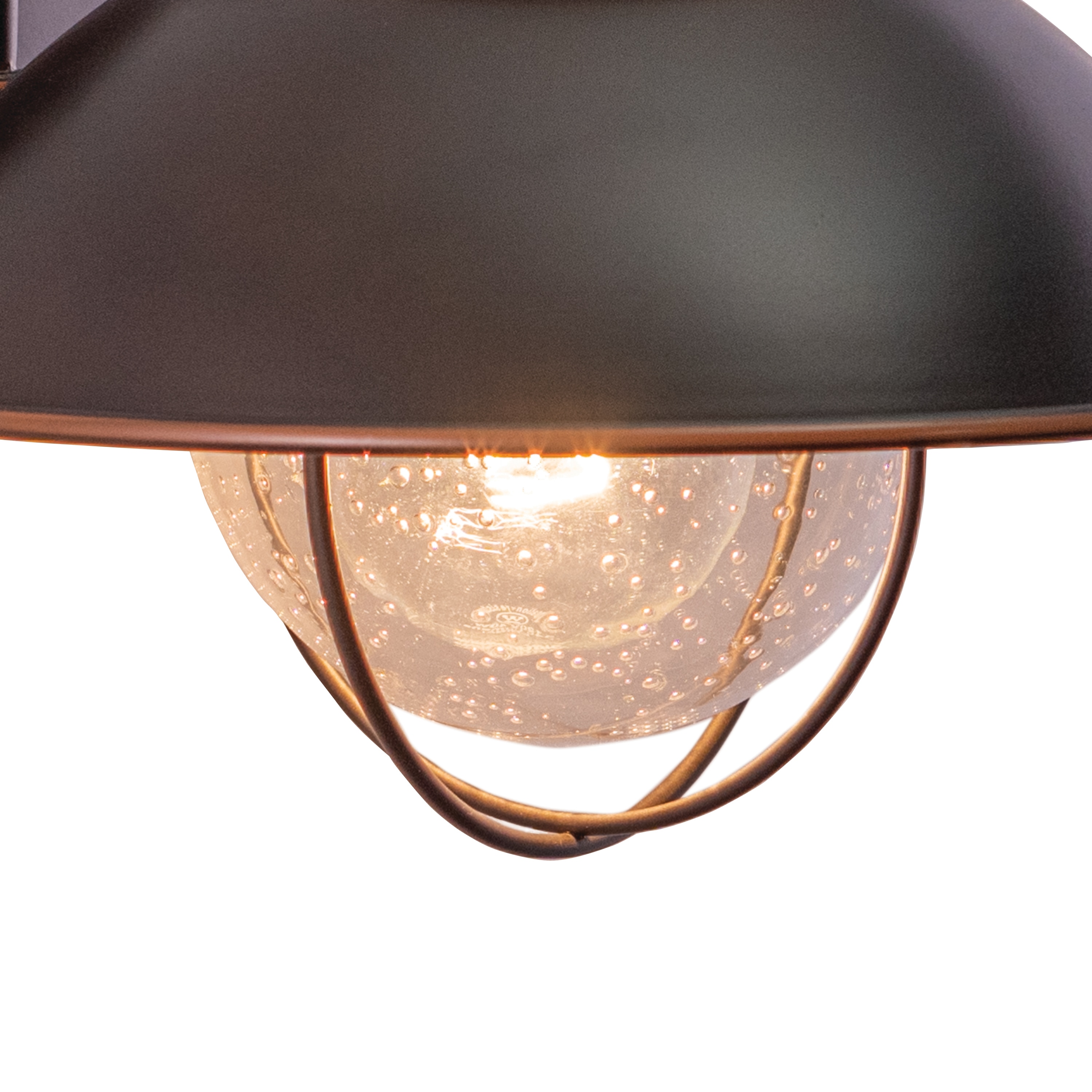 Burnished Bronze Nautical Steel Wall Sconce with Seeded Glass
