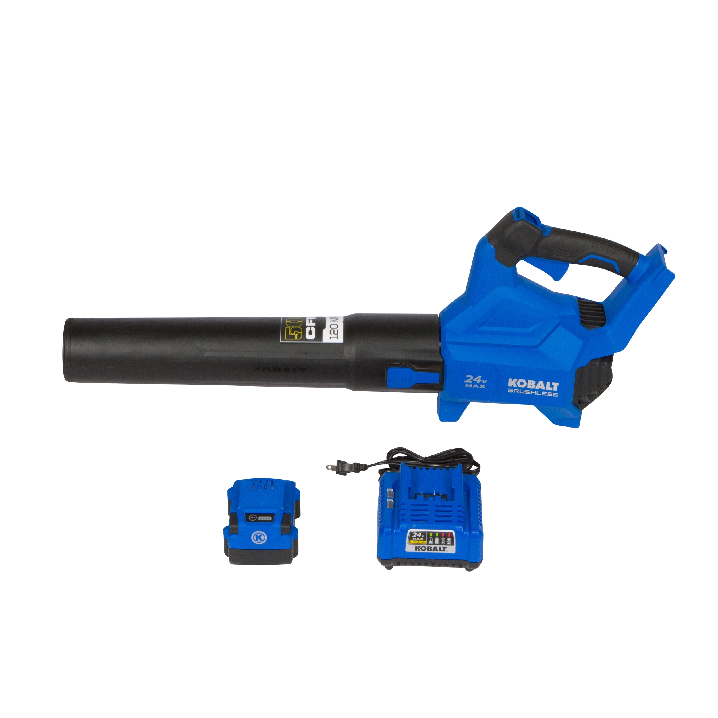 Kobalt 24-volt Max 500-CFM 120-MPH Brushless Handheld Cordless Electric Leaf Blower 4 Ah (Battery & Charger Included)