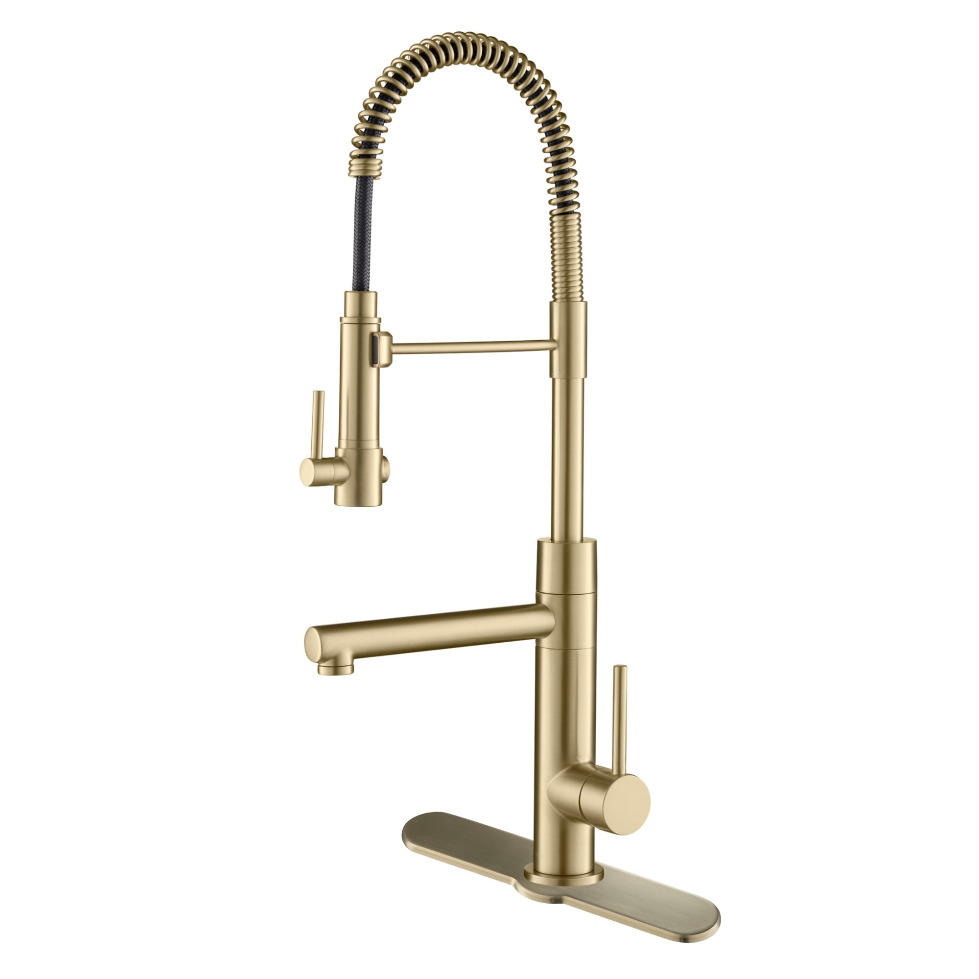 Kraus KPF-1603-DP03SFACB Artec Pro Spot Free Antique Champagne Single Handle Deck-mount Handle Commercial/Residential Pre-rinse Kitchen Faucet with Sprayer ( Deck Plate Included )