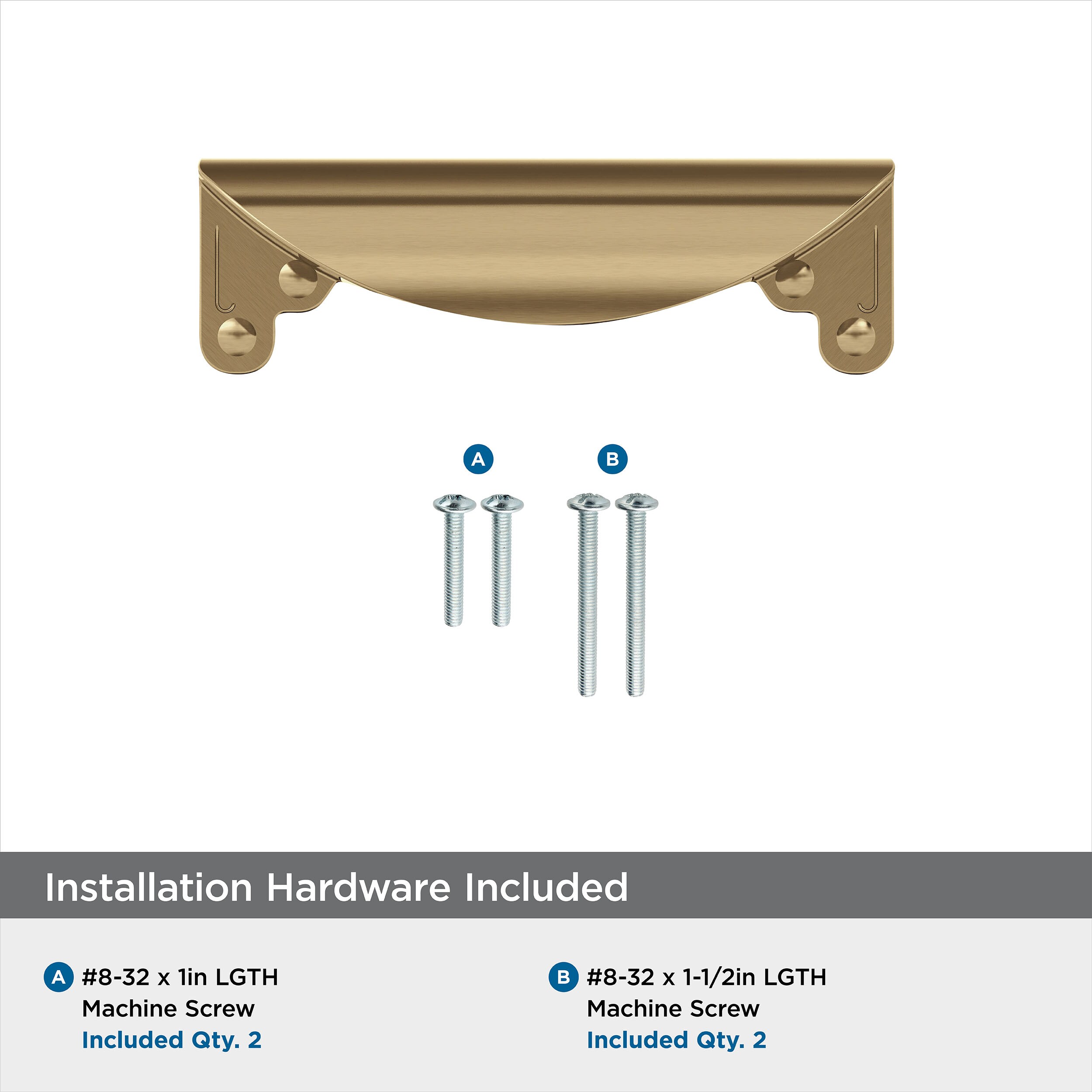 Champagne Bronze 3" Cup Pull with Mounting Hardware