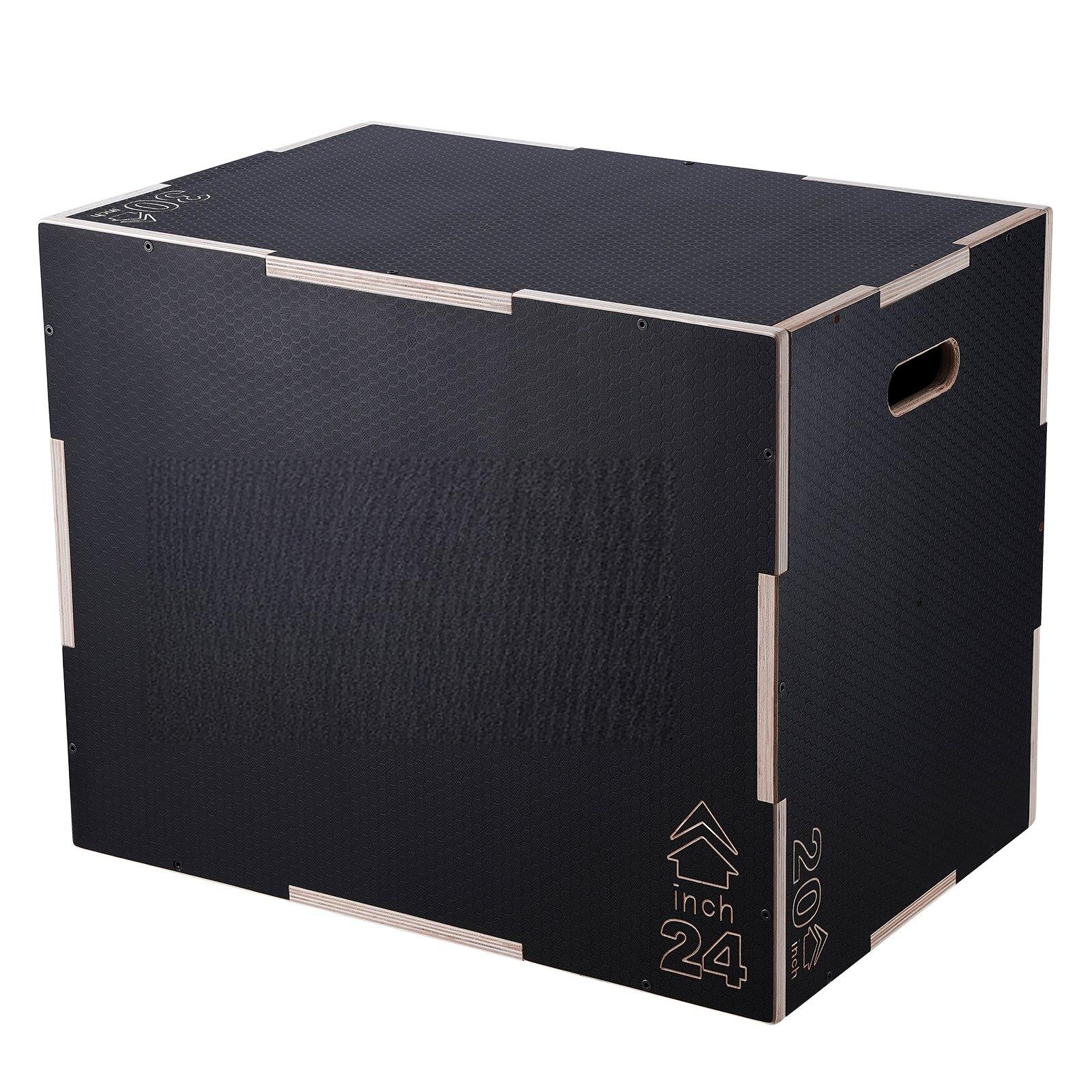 Mecale - 3-in-1 Wood Plyometric Jump Box with 30/24/20-in Heights and 450-lb Capacity - Black