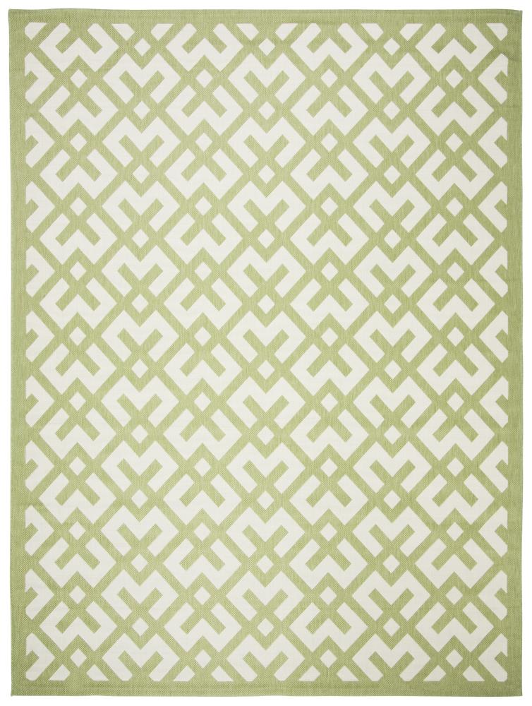 Safavieh CY6915-244-9 Courtyard Chateau 9 x 12 (ft) Loomed Polypropylene Beige/Green Rectangular Indoor/Outdoor Geometric Coastal Area rug