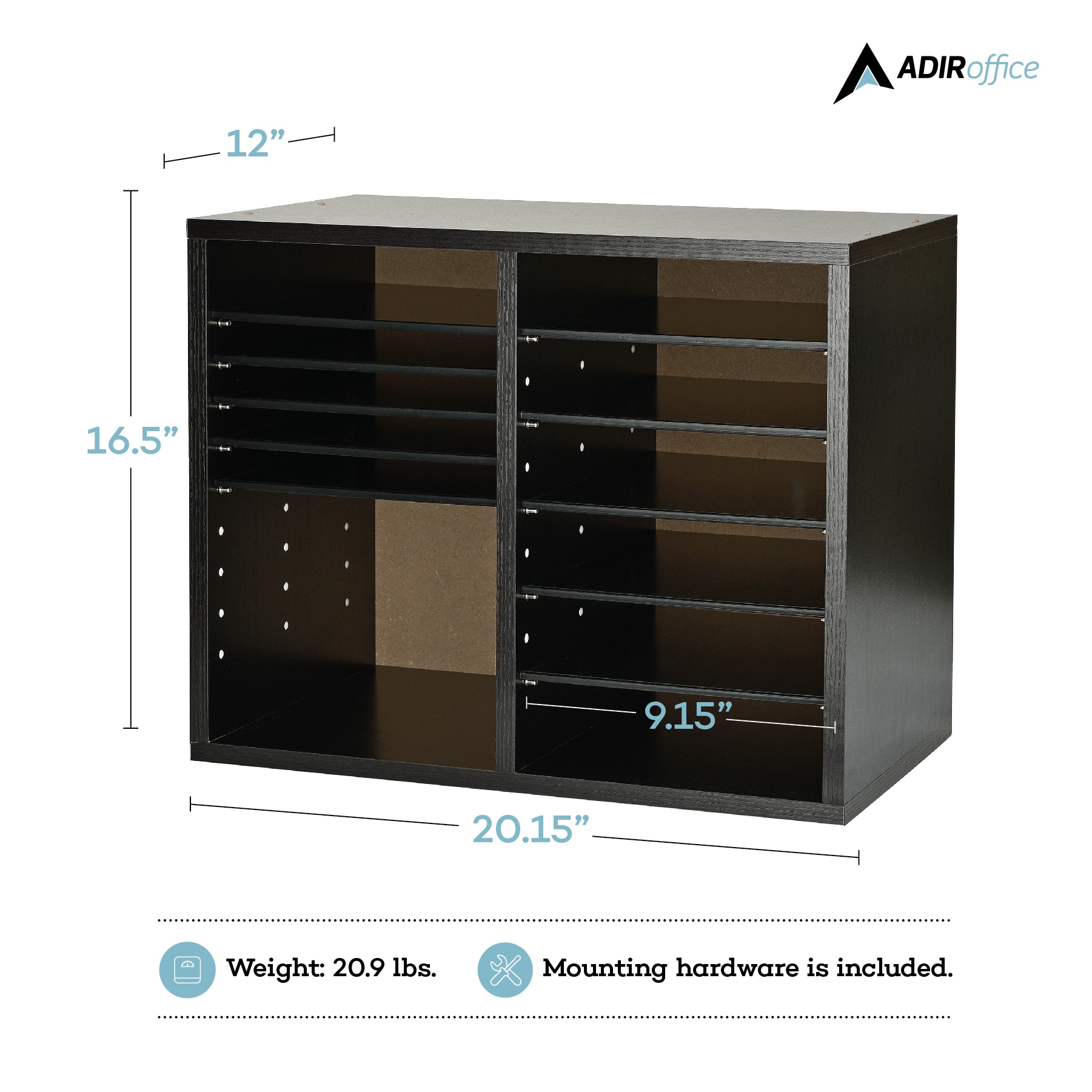 AdirOffice 500-12-BLK-KIT1 Office-Accessories - View #3