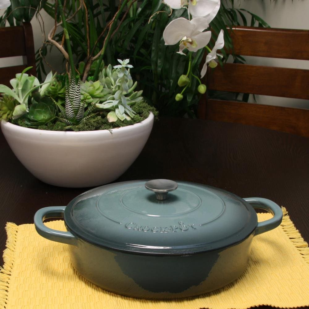 Slate Gray 5-Quart Enameled Cast Iron Braiser Pan with Lid