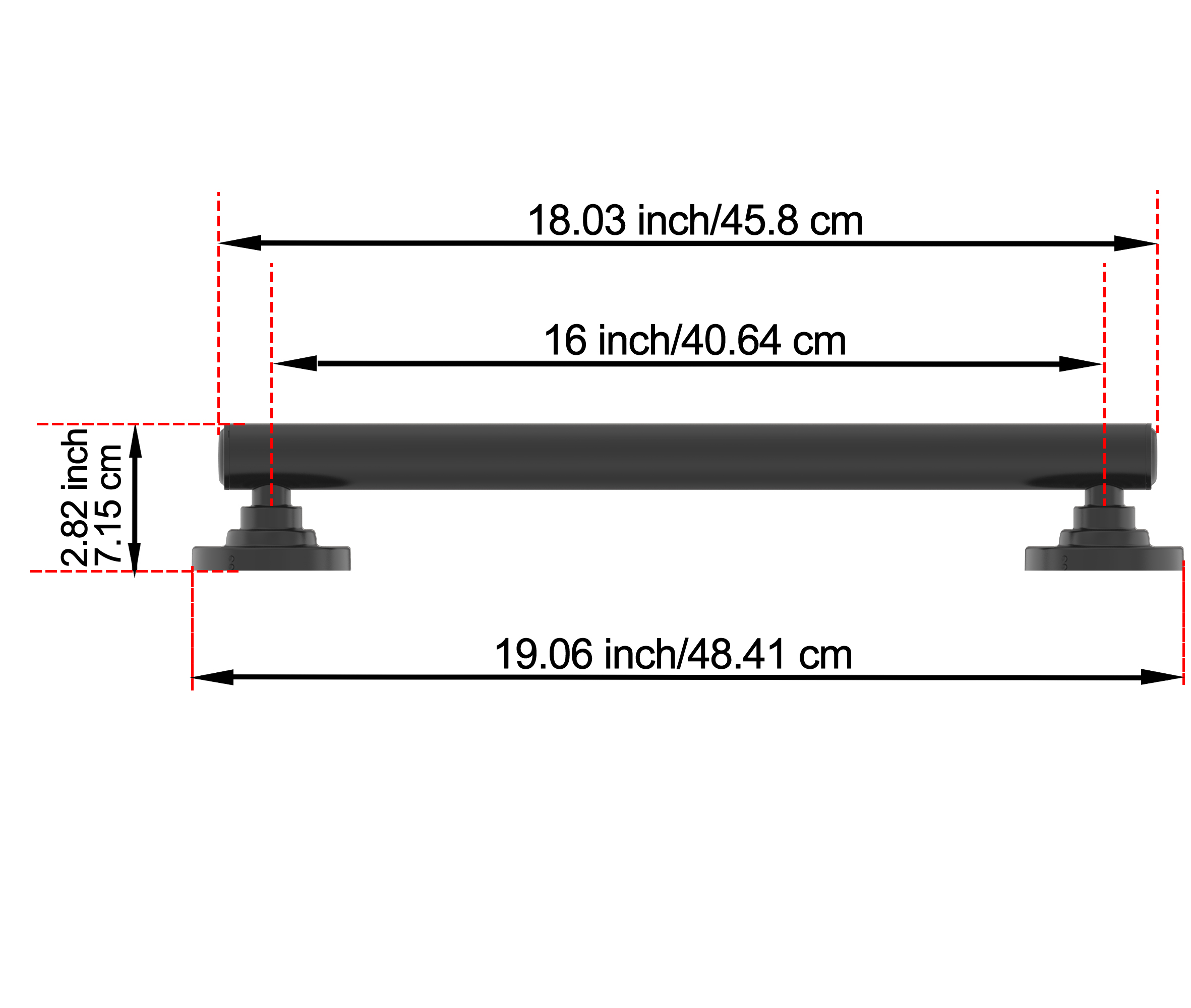 allen + roth Townley 16-in Matte Black Wall Mount ADA Compliant Grab ...