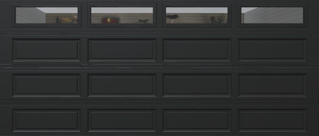 16 X 7 Full View Modern Garage Door With Matte Black Finish With Frost –  nickkys garage doors