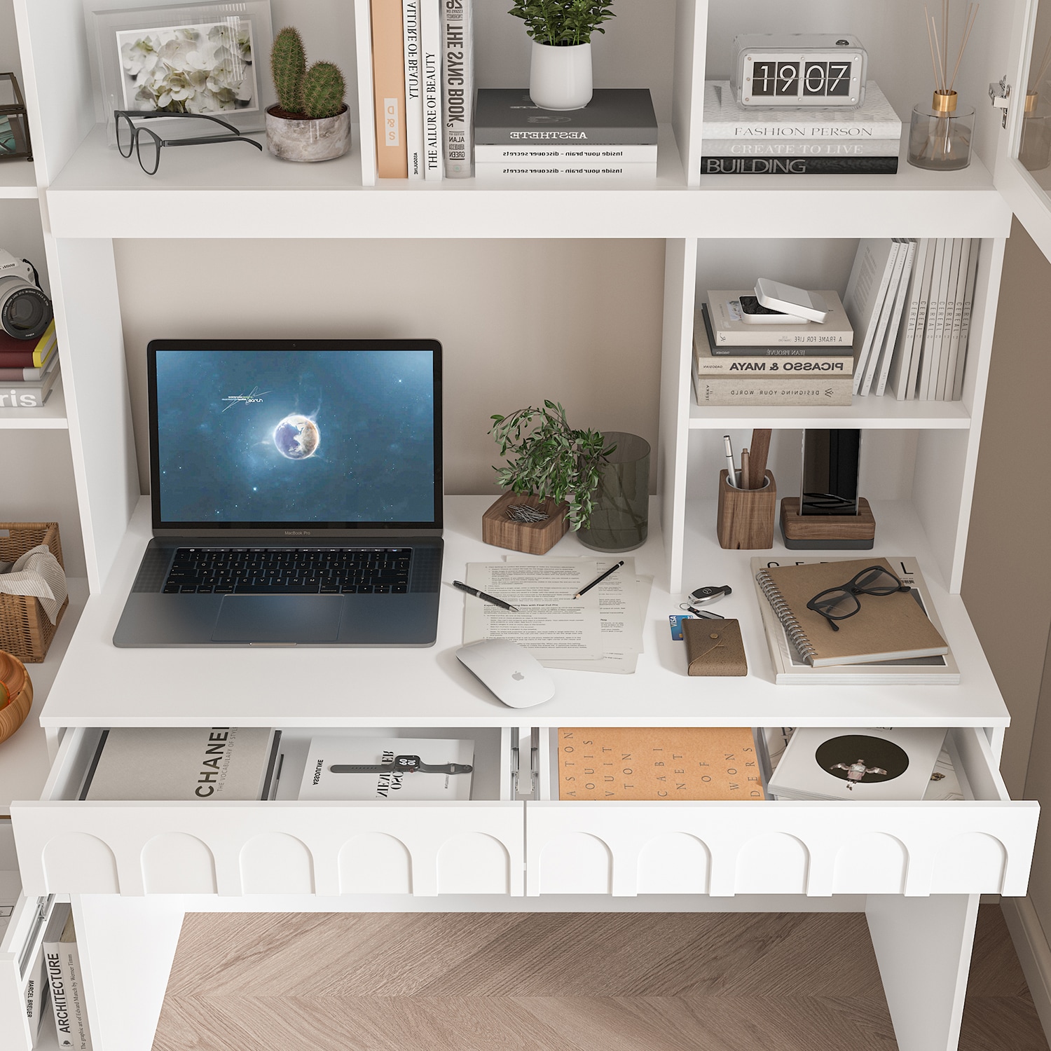 FUFU&GAGA 62.4-in White Modern/Contemporary Writing Desk