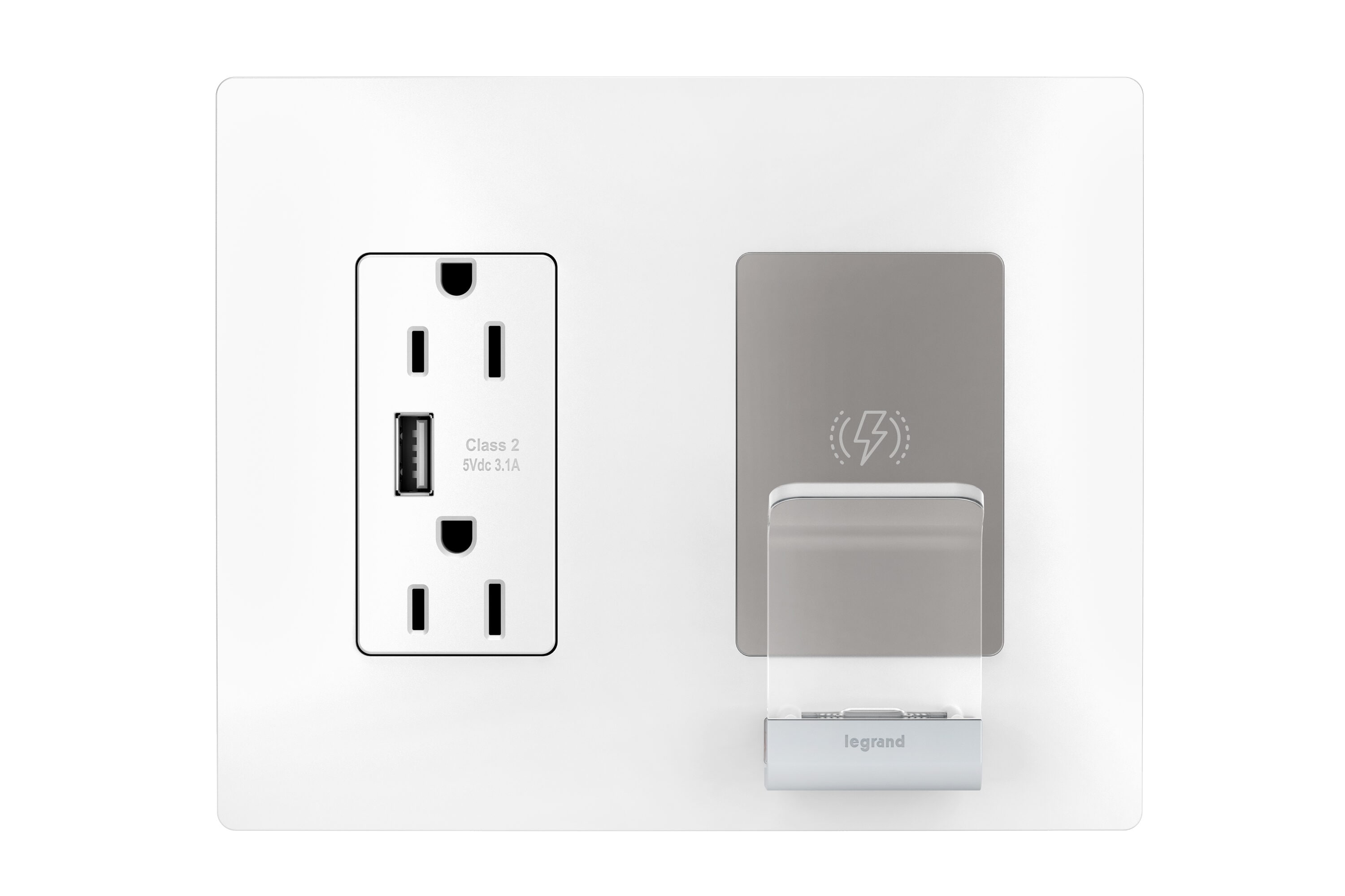 Legrand radiant Wireless Charger 15-Amp 125-Volt Tamper Resistant  Residential Decorator USB Outlet with Wall Plate, White in the Electrical  Outlets department at 