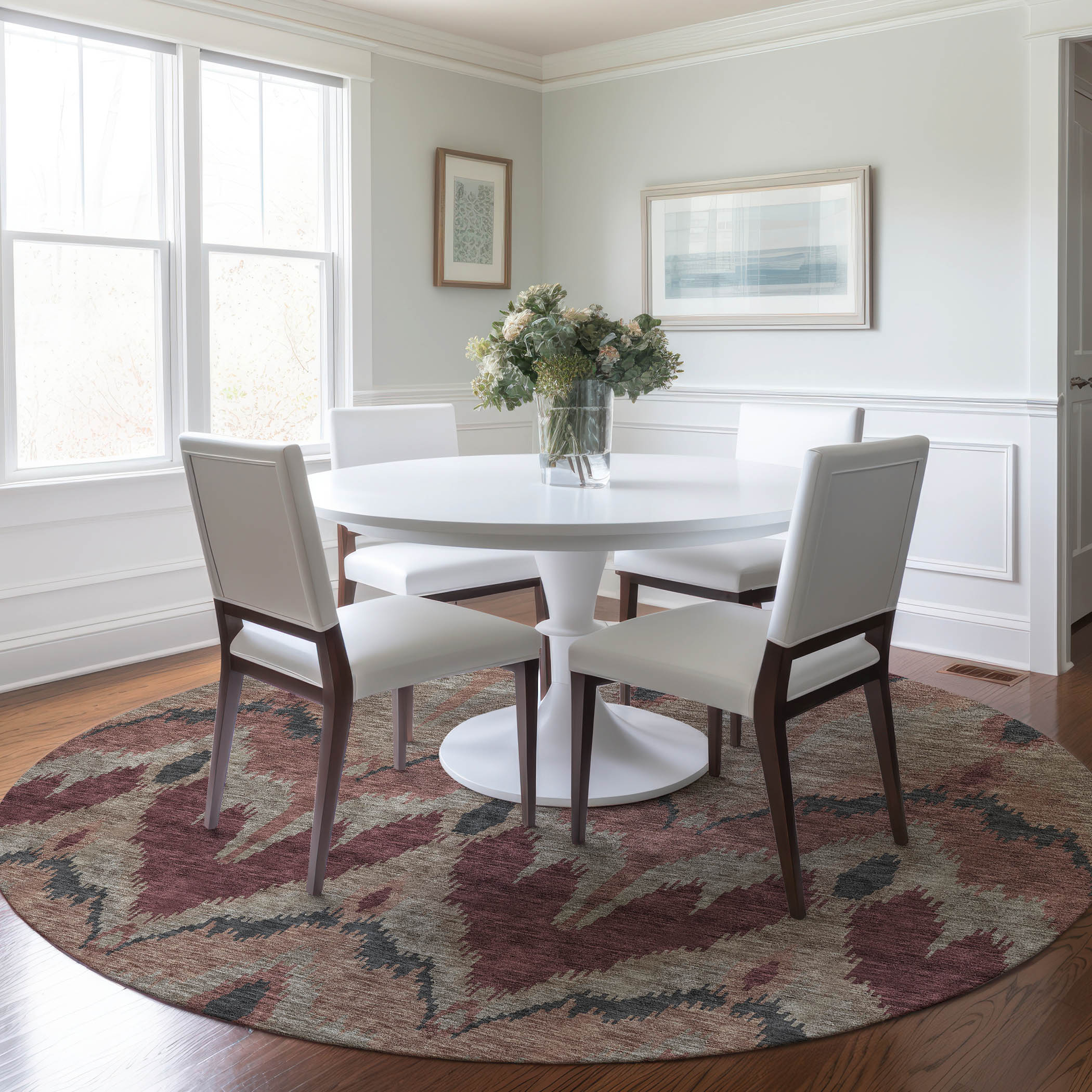 Addison Rugs ACN743BN8RO Chantille ACN743BN 8 x 8 (ft) Polyester Burgundy Round Indoor/Outdoor Geometric Machine washable Area rug