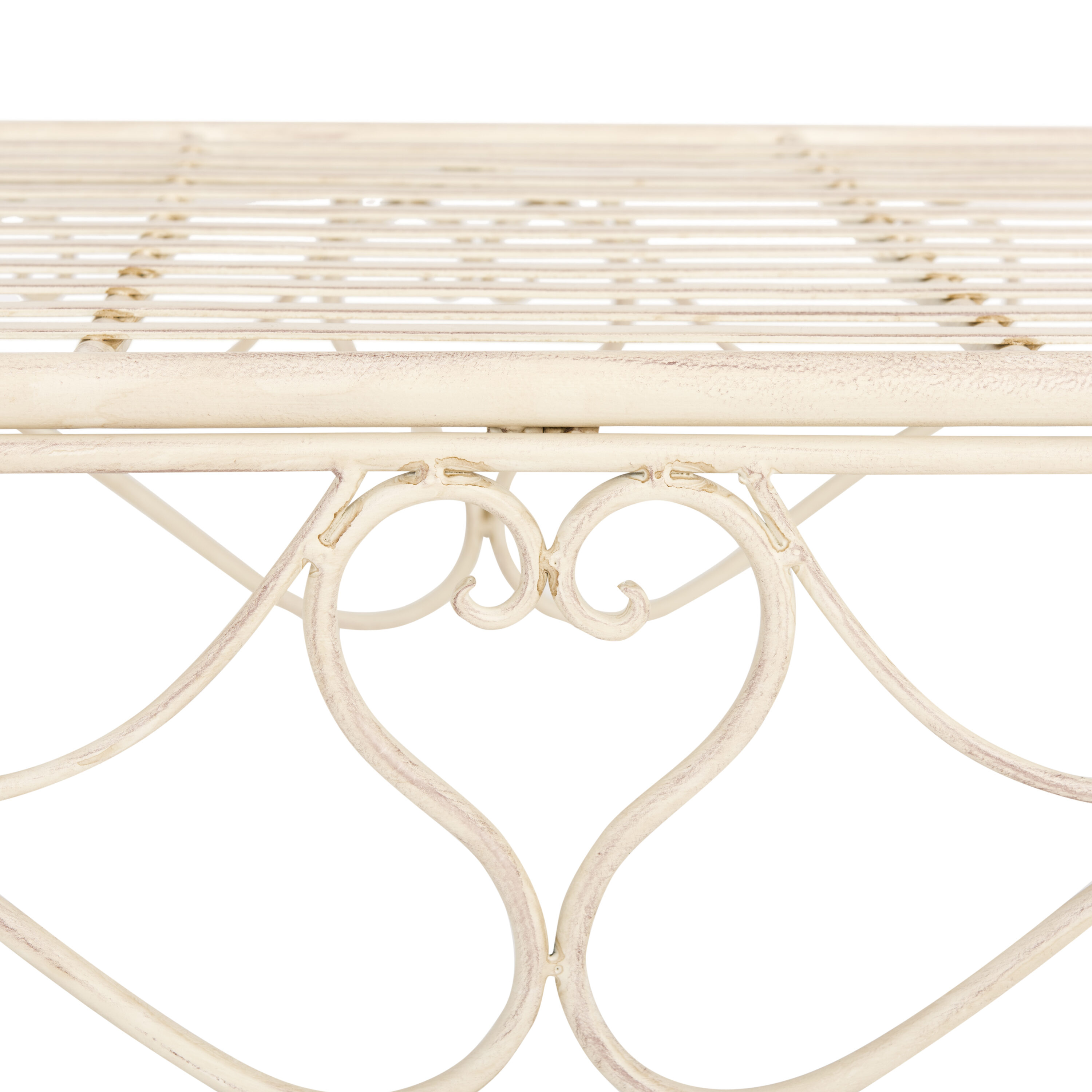 Safavieh PAT5016A 51.3-in W x 27-in H Antique White Wrought iron Garden Bench