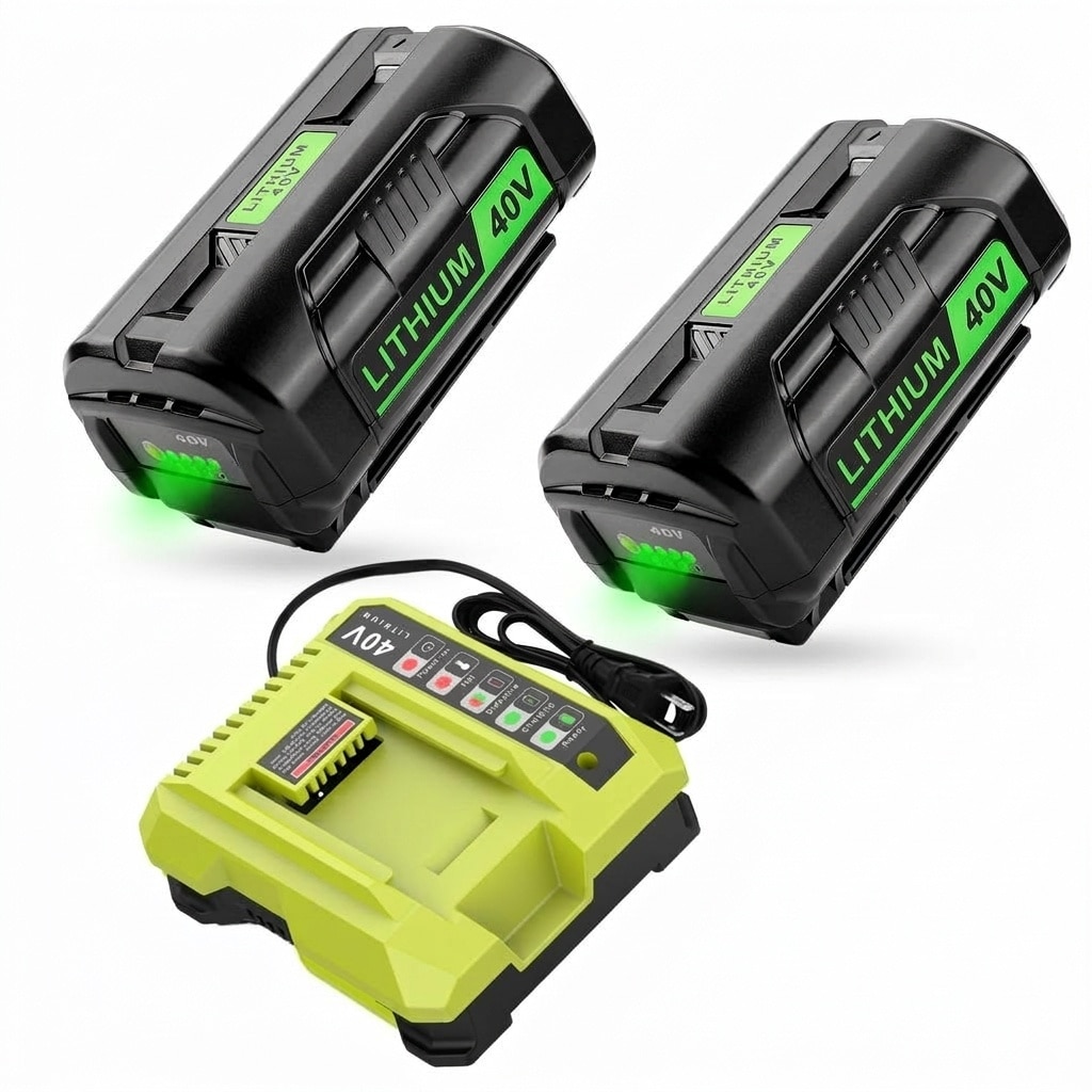 Lukvuzo  2 pack 40 volt power tool kit includes charger wall mount fast charging compatible with multiple cordless models high capacity cells
