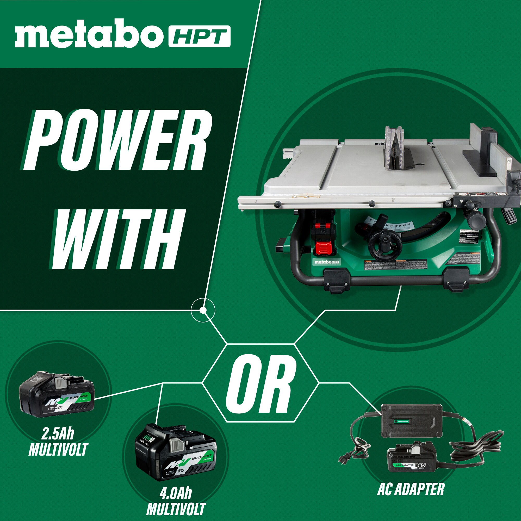 Metabo HPT MultiVolt 10-in 36-Volt Cordless Portable Jobsite Table Saw ...