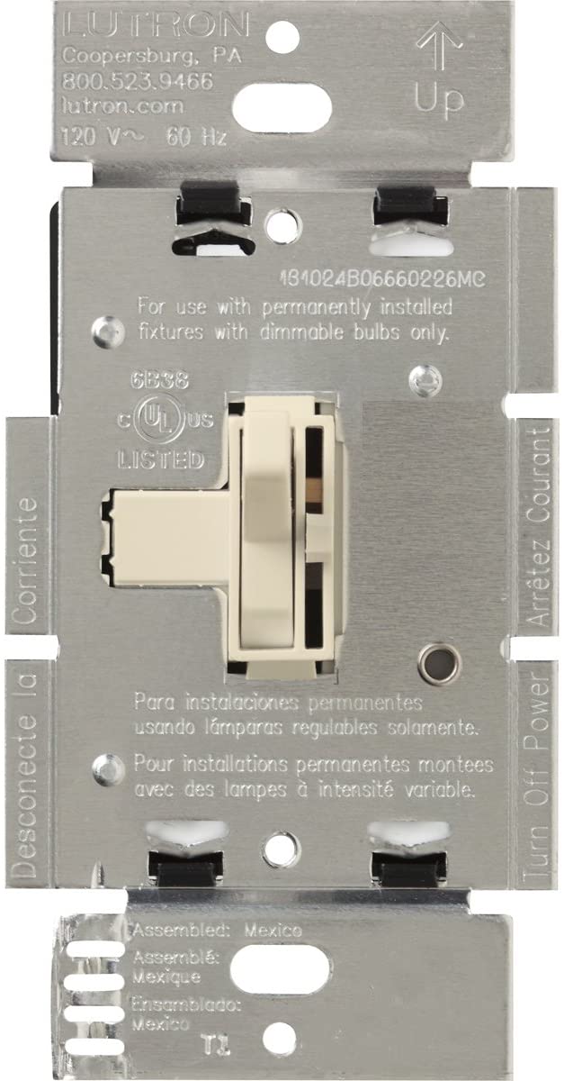 Lutron AYF-103P-277-LA Toggler Fluorescent 277V Single-pole/3-way Toggle Light dimmer switch Light Almond