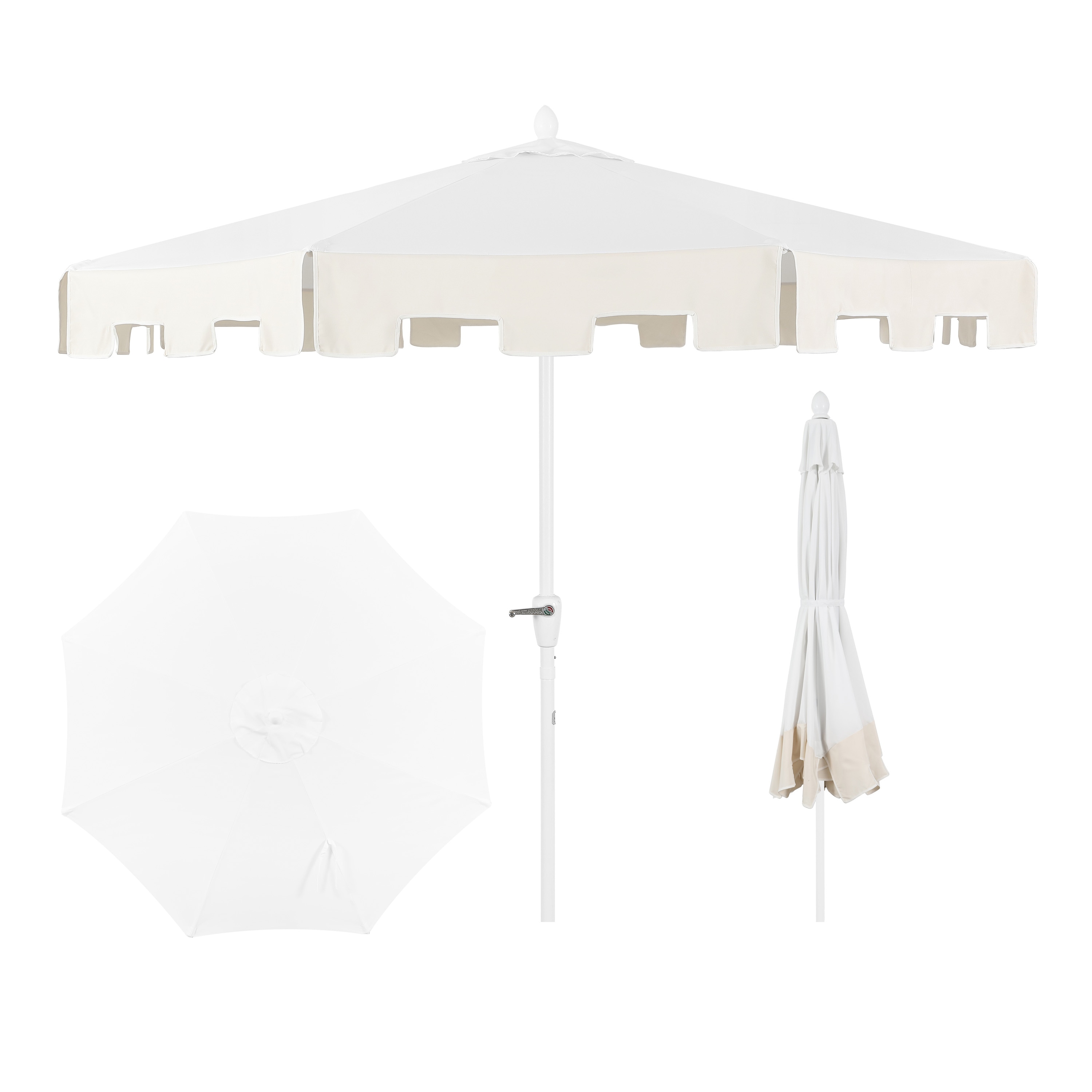 JONATHAN  Y UMB1000B 9-ft Aluminum White Auto-tilt Market Patio Umbrella