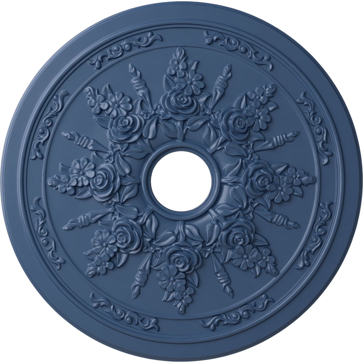 Ekena Millwork CM23ROAMF Rose and Ribbon 23.625-Inches W x 23.625-Inches L Painted Americana Polyurethane Whole Ceiling Medallion