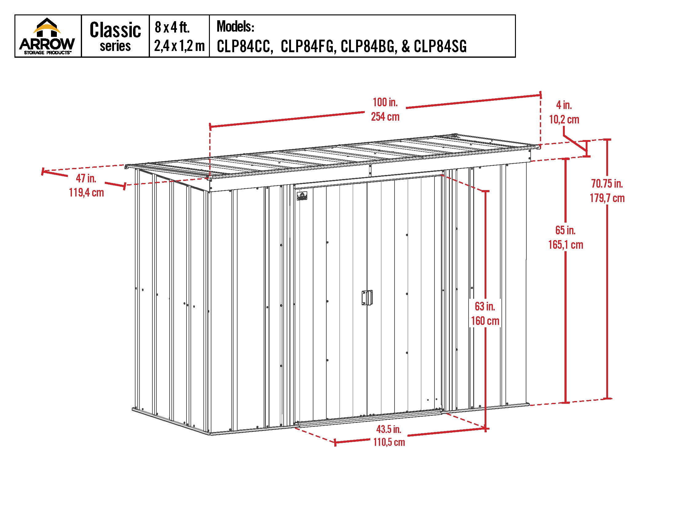 Arrow CLP84FG Metal-Storage-Buildings-Sheds - View #2
