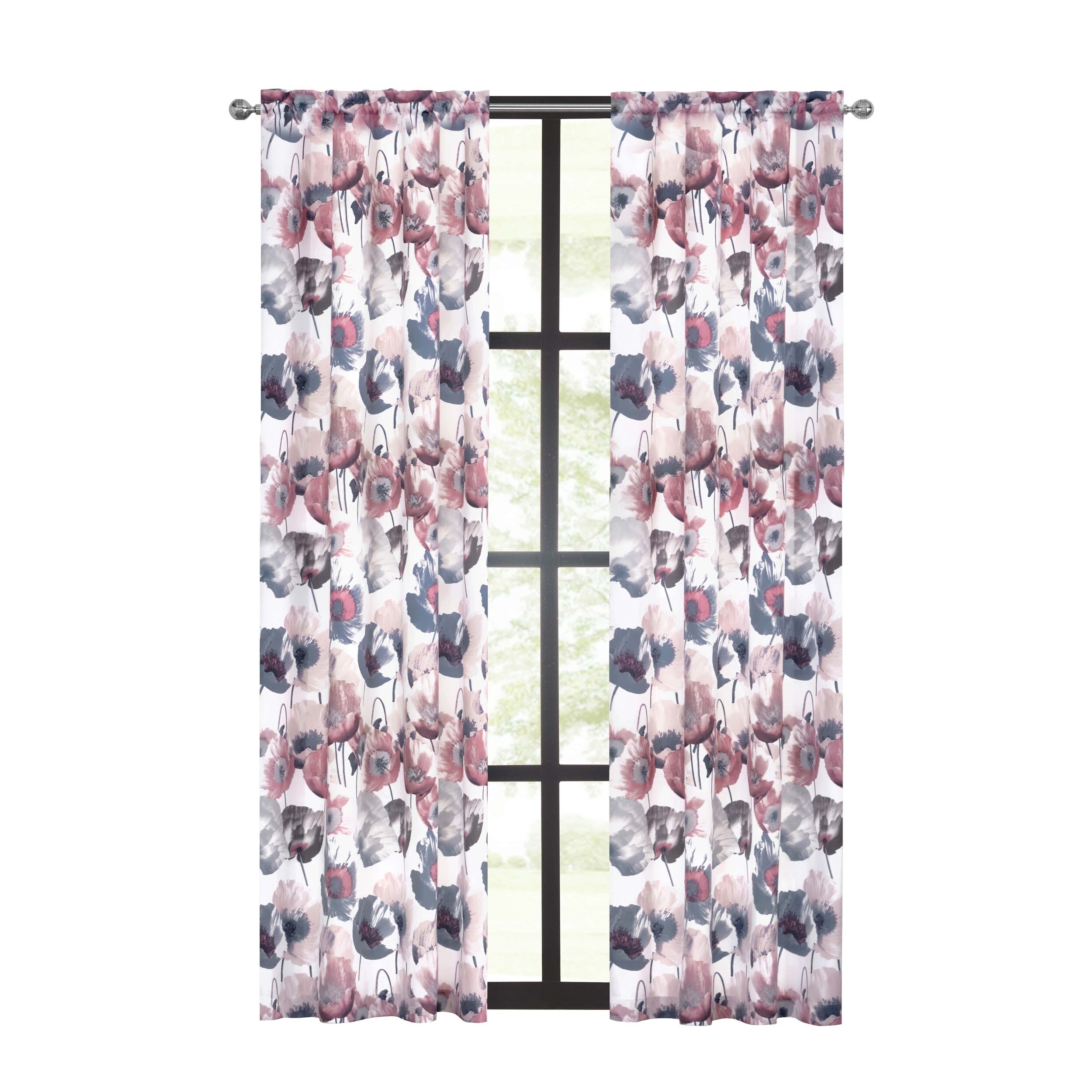 Achim POPN84BH06 84-Inches Blush Floral Room darkening Rod pocket Single curtain panel
