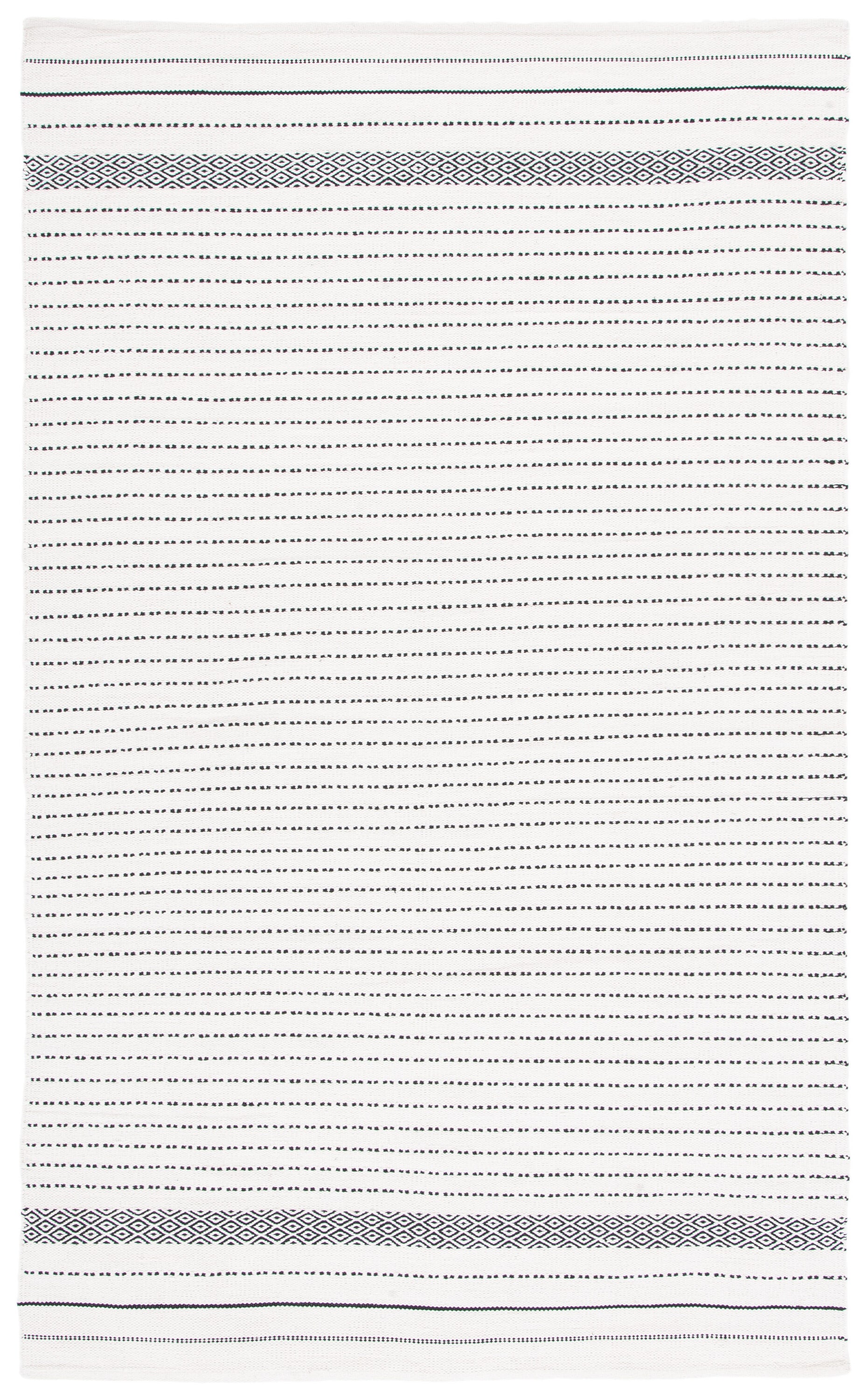 Ivory and Black Wool Flat Woven Handmade Reversible Area Rug, 5'x8'
