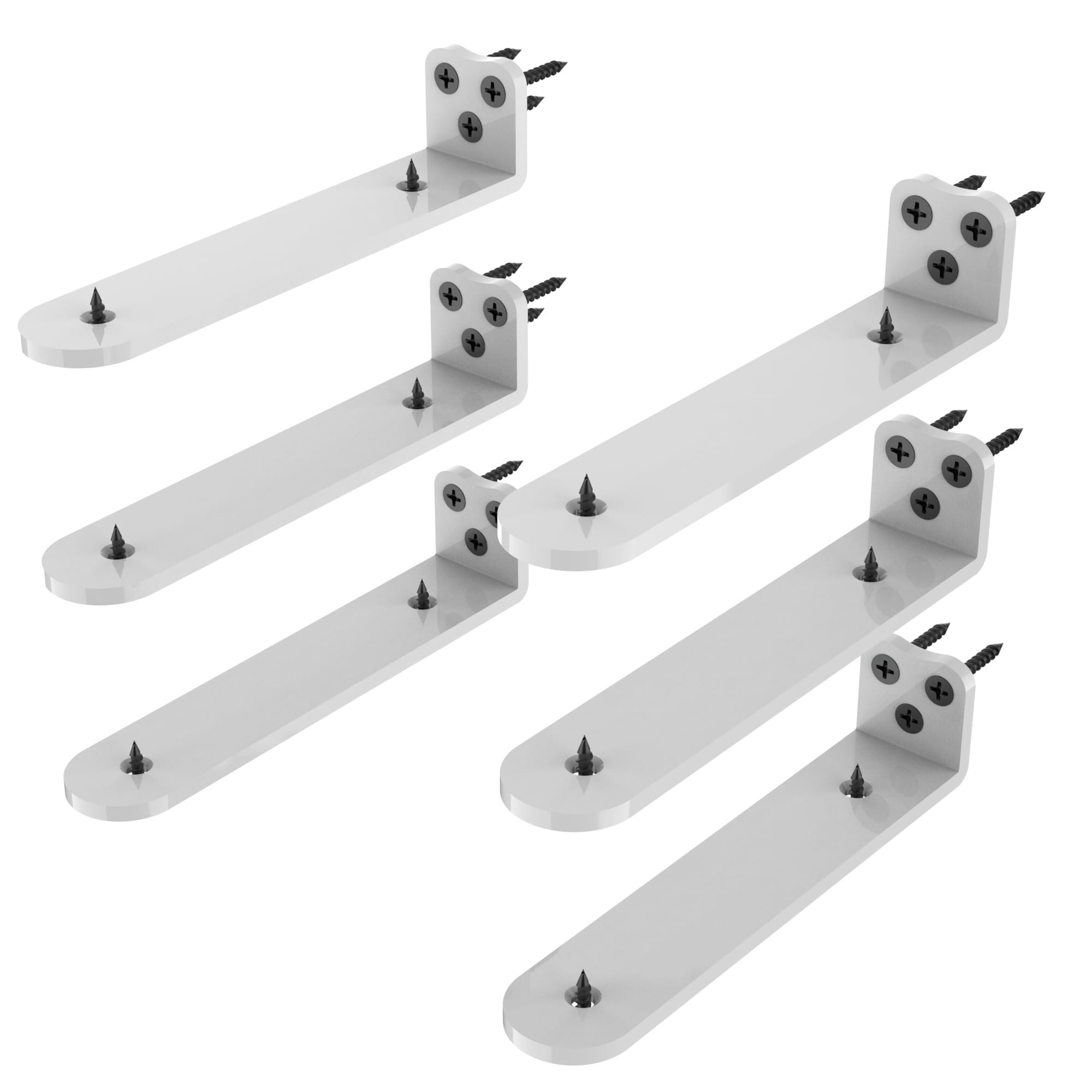 UUDULY  Floating Shelf Bracket 8 Inch 6 pack White Heavy Duty L Brackets Hidden Design One Fifth Inch Thick Supports Over 160 lb for Kitchen