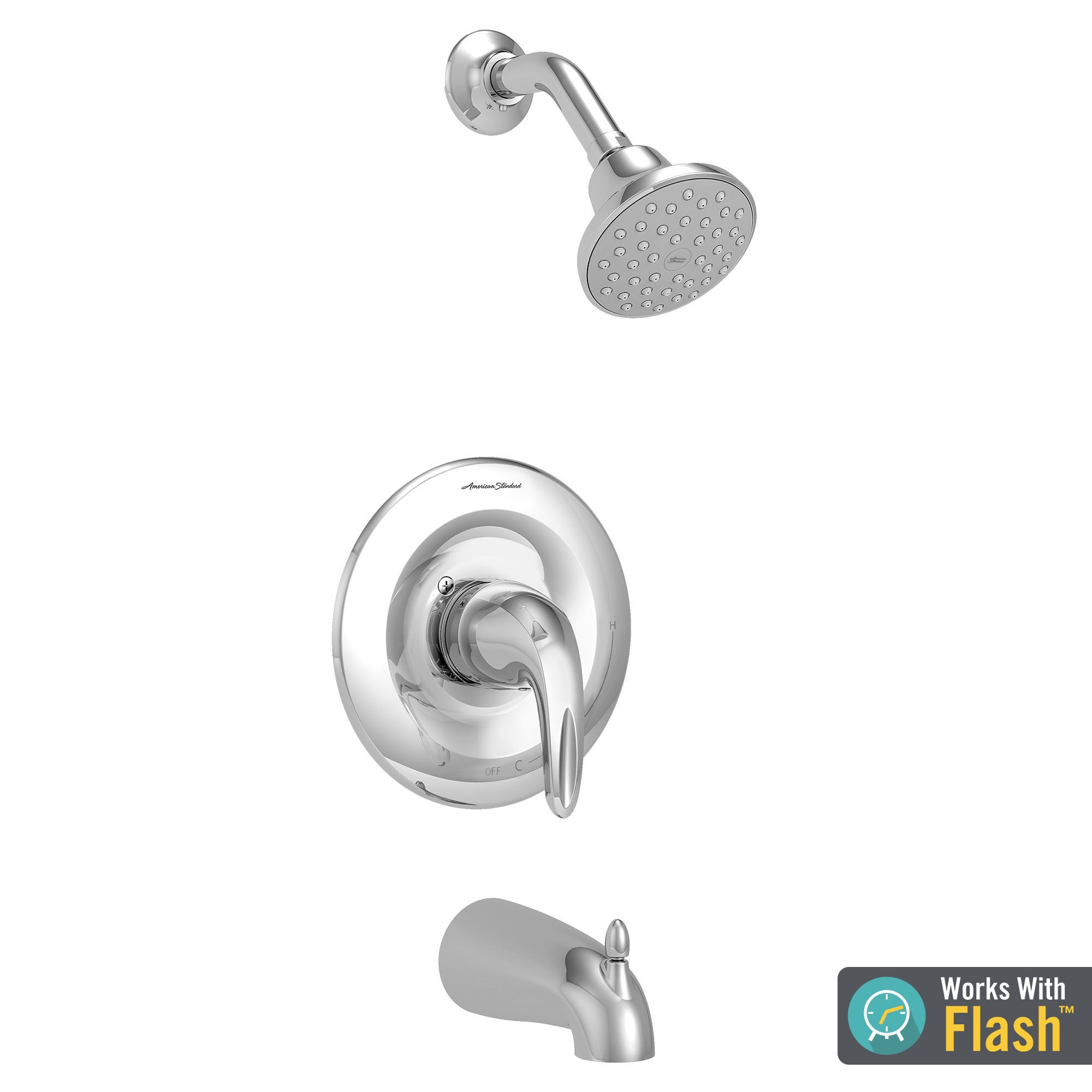 American Standard TU385508.002 Reliant 3 Polished Chrome 1-handle Single function 3.75-Inches Round Bathtub and shower Faucet