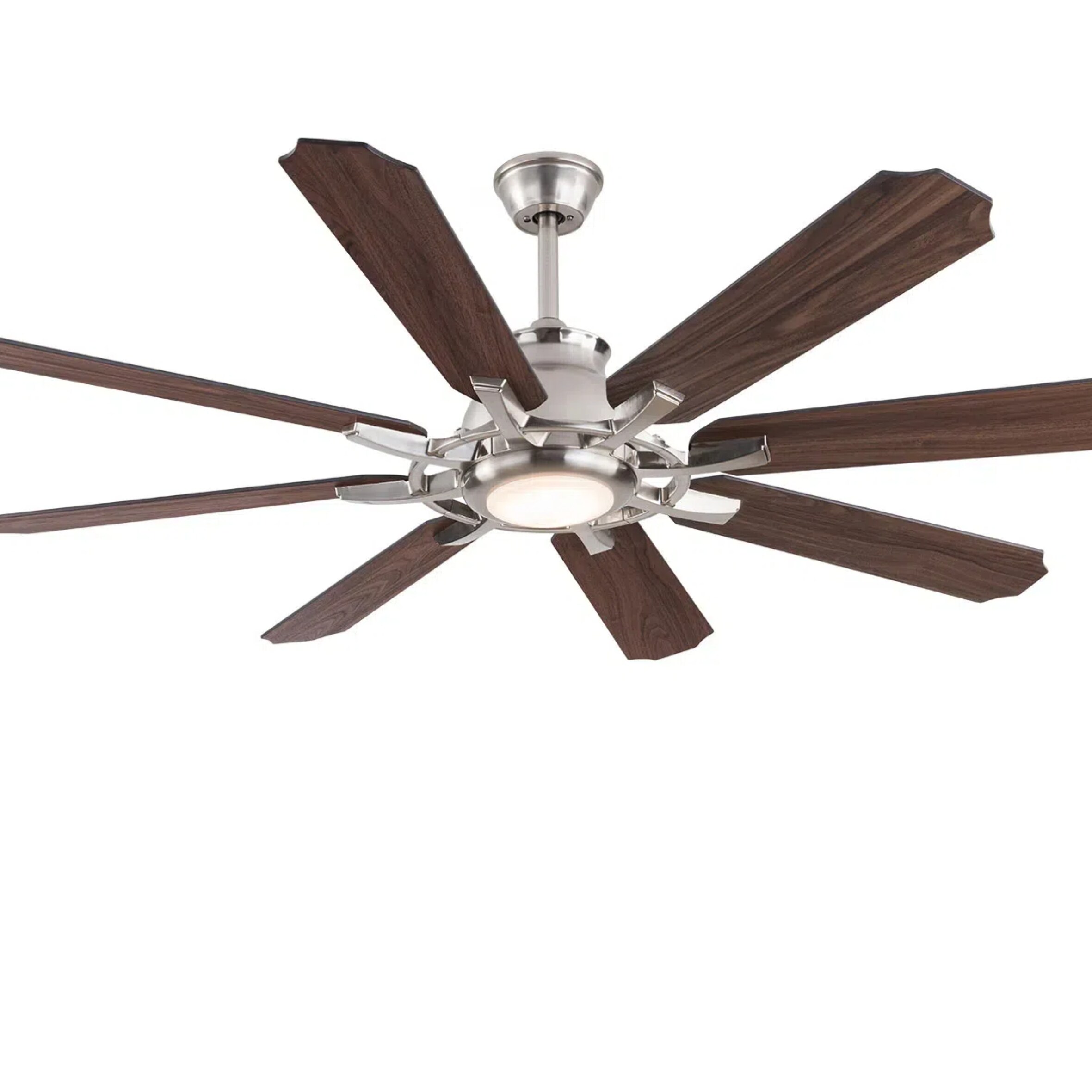 Oukaning JZUCOD-01150099 60-in Color-Changing 6-speed Reversible Walnut with Wood Blades Ceiling Fan With Light and Remote ( 8 -Blade )