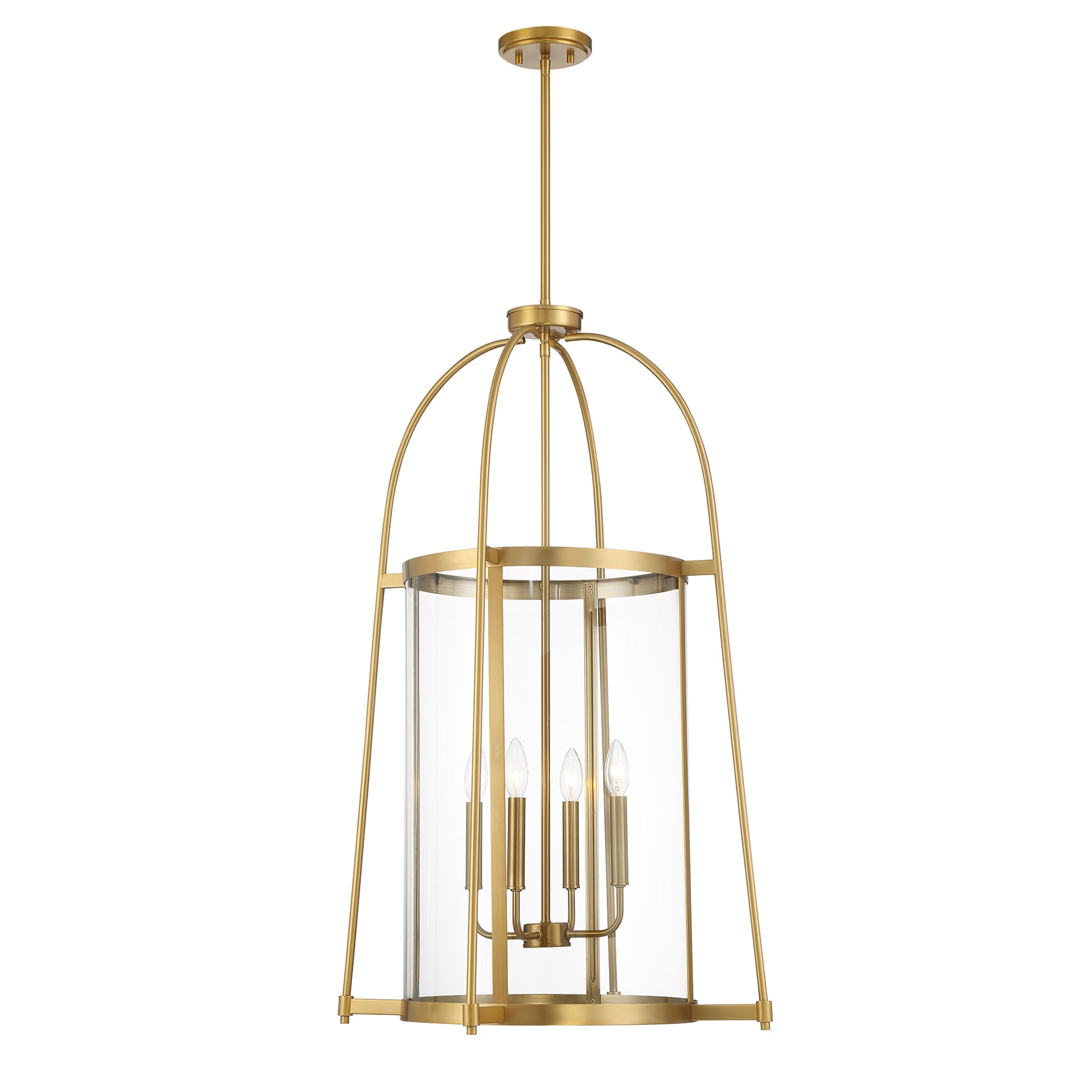 Savoy House 3-2406-4-322 Rosedale 4-Light Pendant in Warm Brass 4 -Light Warm Brass Modern/contemporary Art glass Cone Large Hanging Pendant light