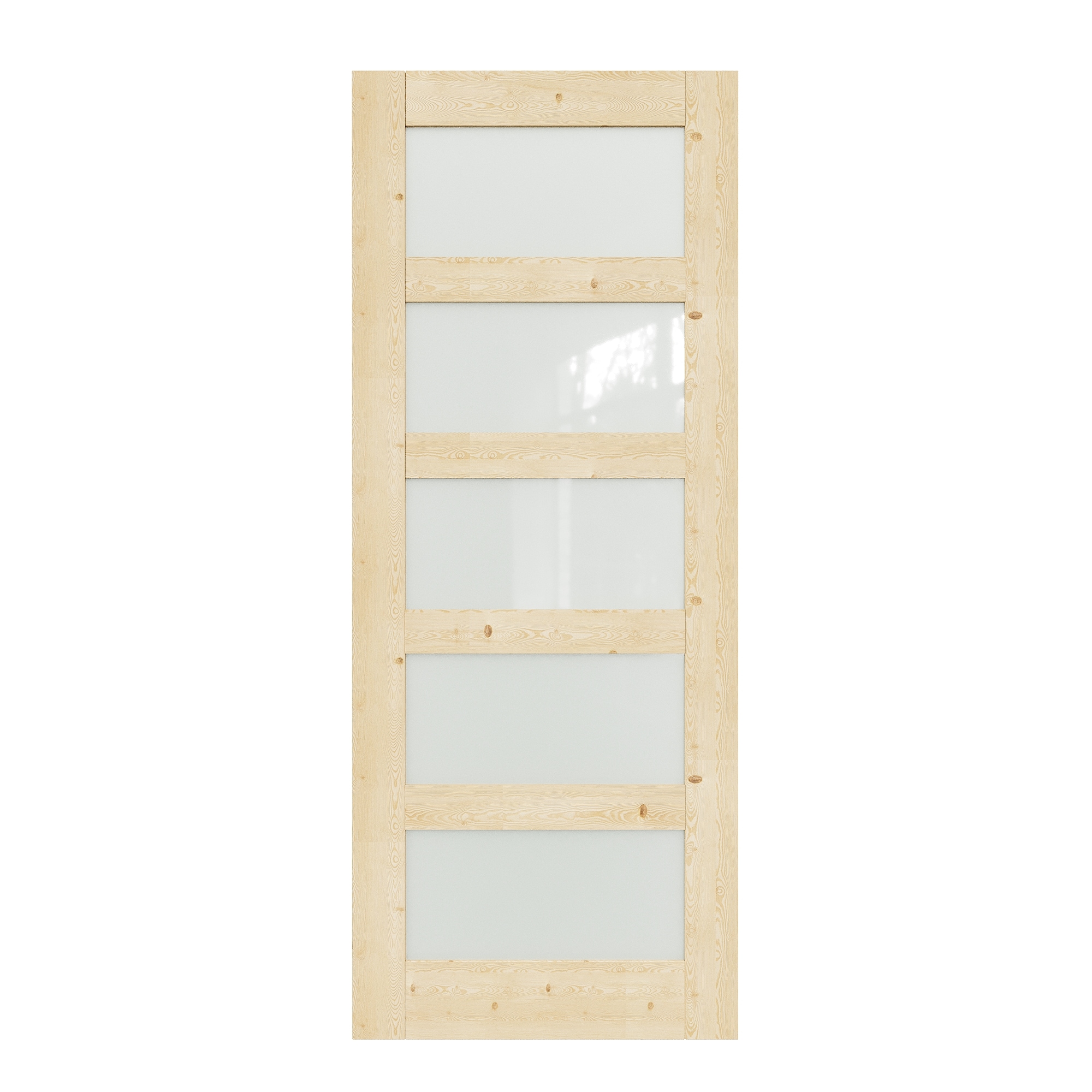 JUJUBON IN-SLAB5L-P-36 Traditional  36-in x 80-in Natural 5-panel square Frosted glass Textured Solid core Unfinished Pine Wood Slab Door
