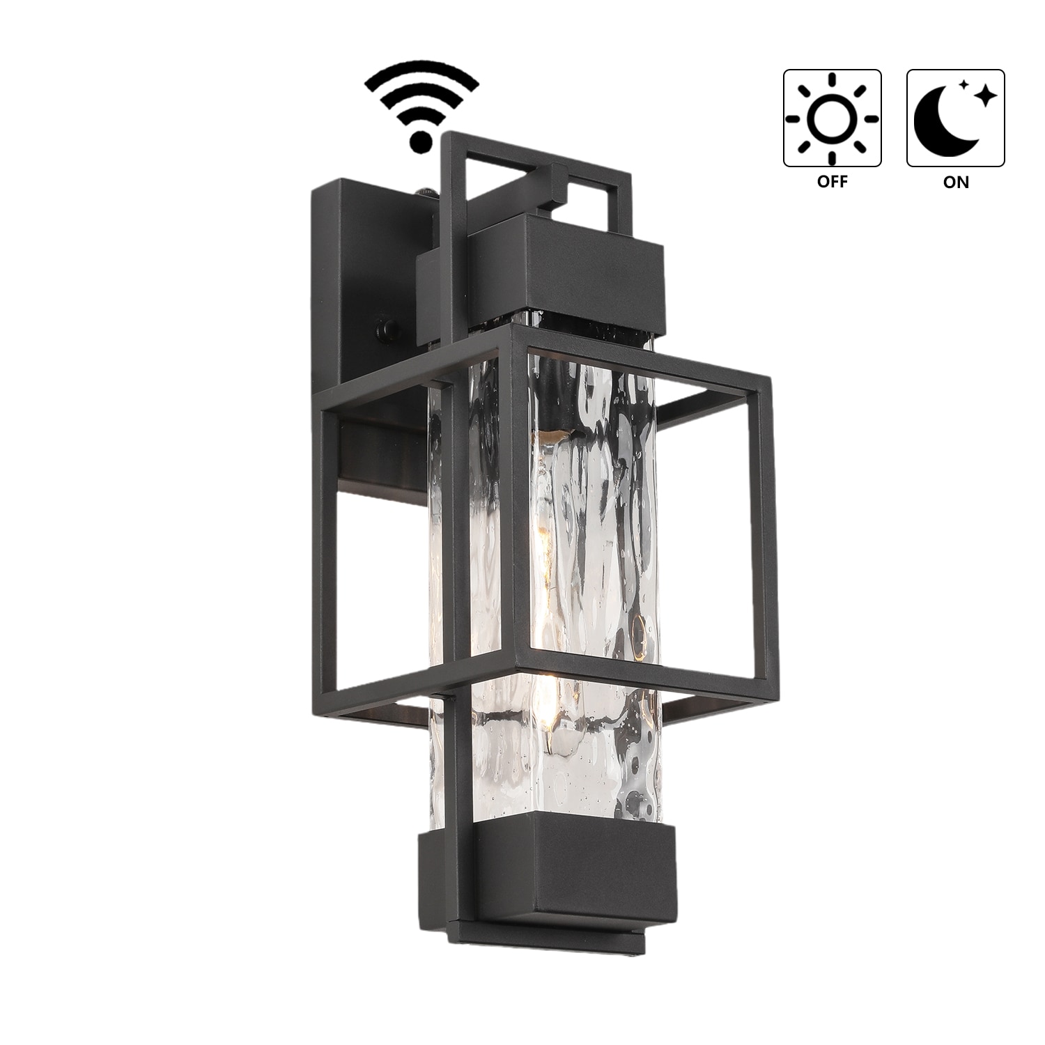 Flynama ACR-L-37OD01DRAZCL Outdoor Wall Lights 1 -Light 15-in H Black Hardwired Dusk to Dawn Outdoor Wall Light