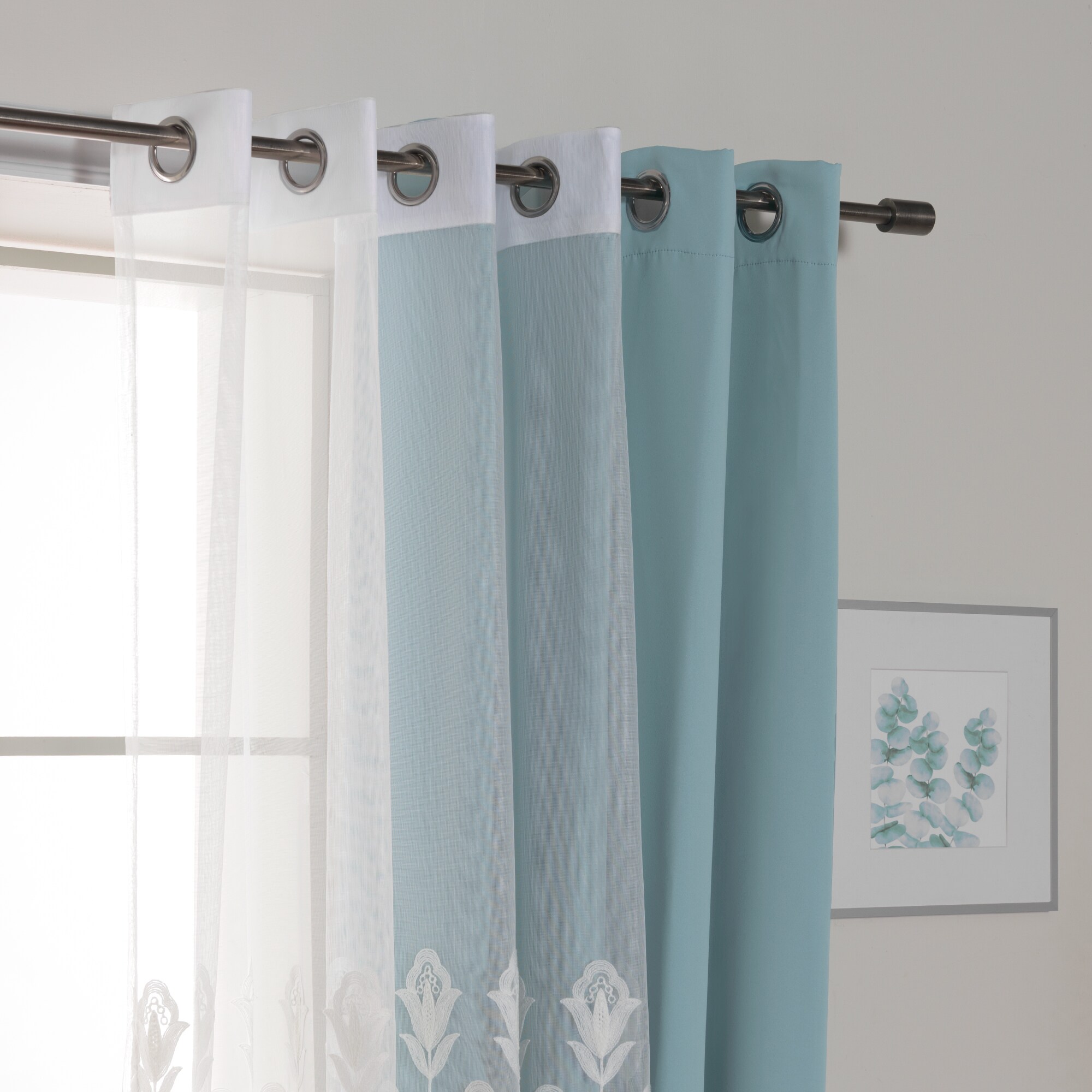 Best Home Fashion MM-TULIP-96-TURQ curtains - View #4