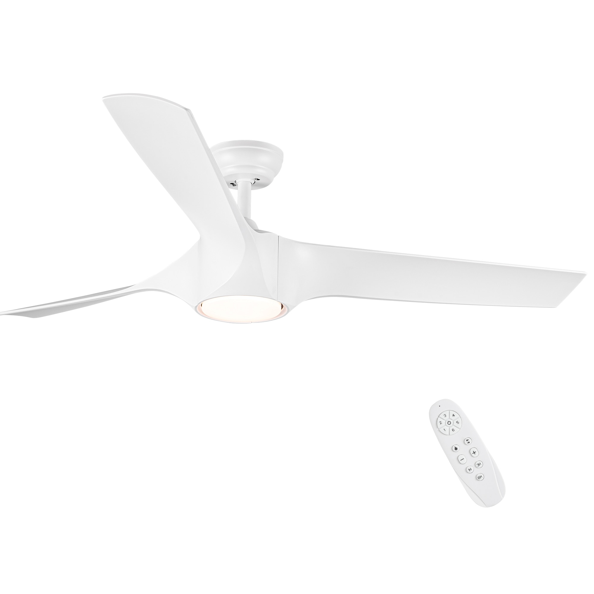 Bybafun YA8200014 56-in Color-Changing Integrated LED White with ABS Blades Ceiling Fan With Light and Remote ( 3 -Blade )