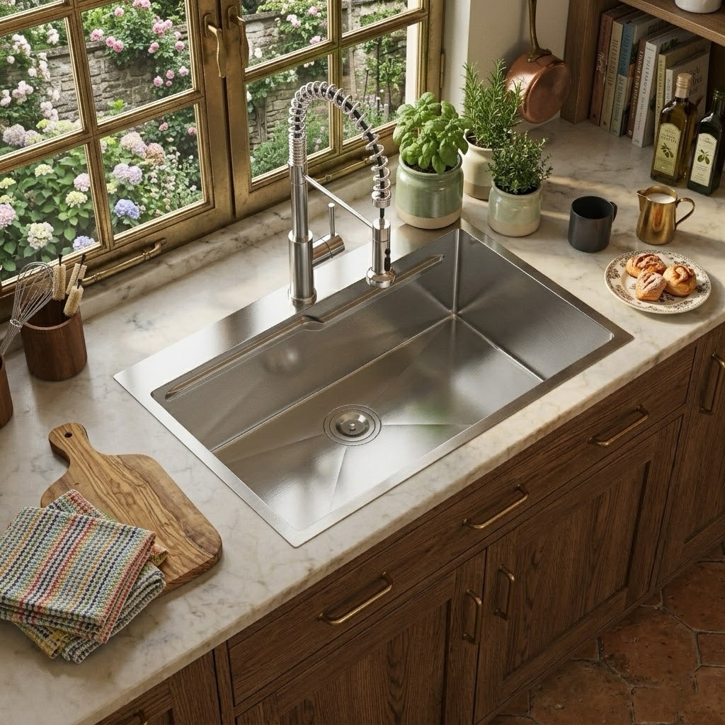 MYRYY Drop-in 33-in x 22-in Stainless Steel Single Bowl 2-Hole 16-Gauge Workstation Kitchen Sink