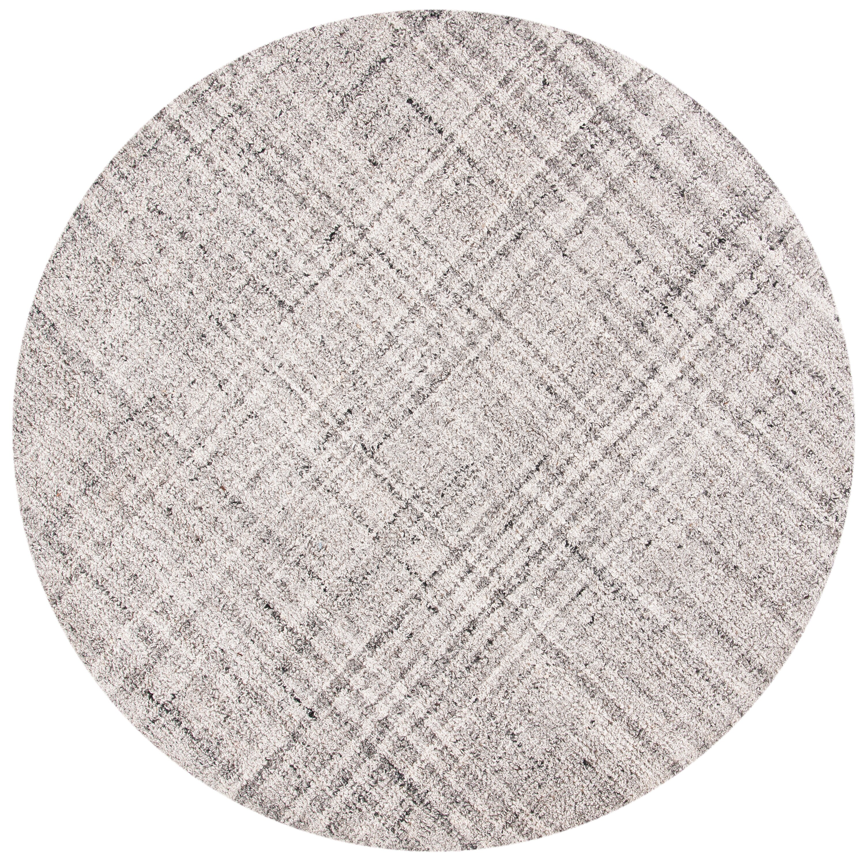 Safavieh ABT604F-6R Abstract Aya 6 x 6 (ft) Tufted Synthetic Gray/Black Round Indoor Distressed/Overdyed Farmhouse/Cottage Area rug