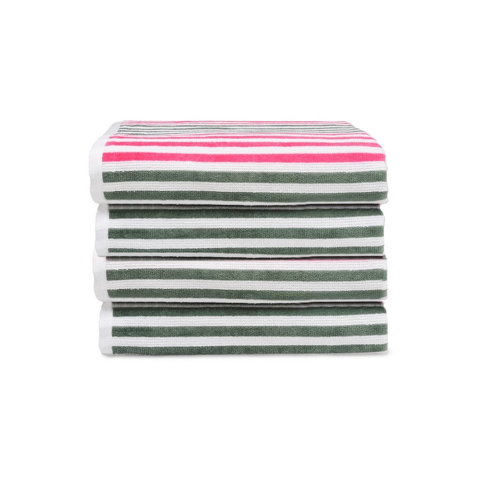 Dan River Indulge in seaside luxury with the Dan River 2-4 Pack Cabana Stripe Beach Towel Set, a perfect blend of style, comfort, and versatility. Crafted from 100% velour cotton, these towels offer a plush feel that caresses your skin