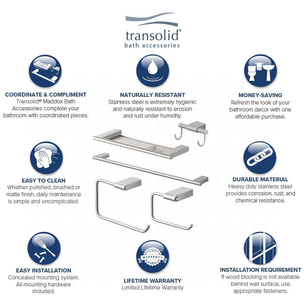 Transolid Maddox Brushed Stainless Stainless Steel Bath Accessory Set